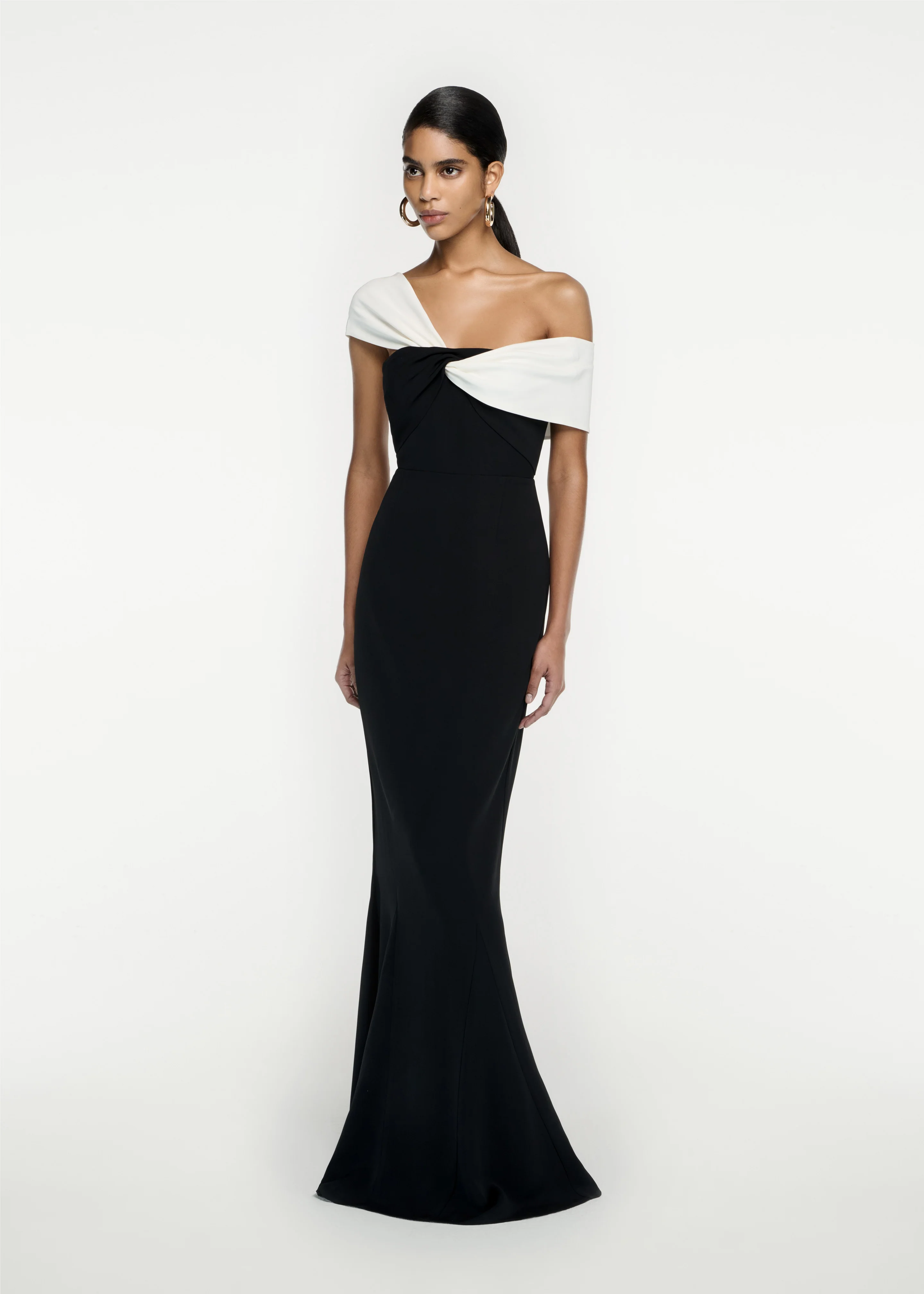 Asymmetric Stretch Cady Maxi Dress - Image 2