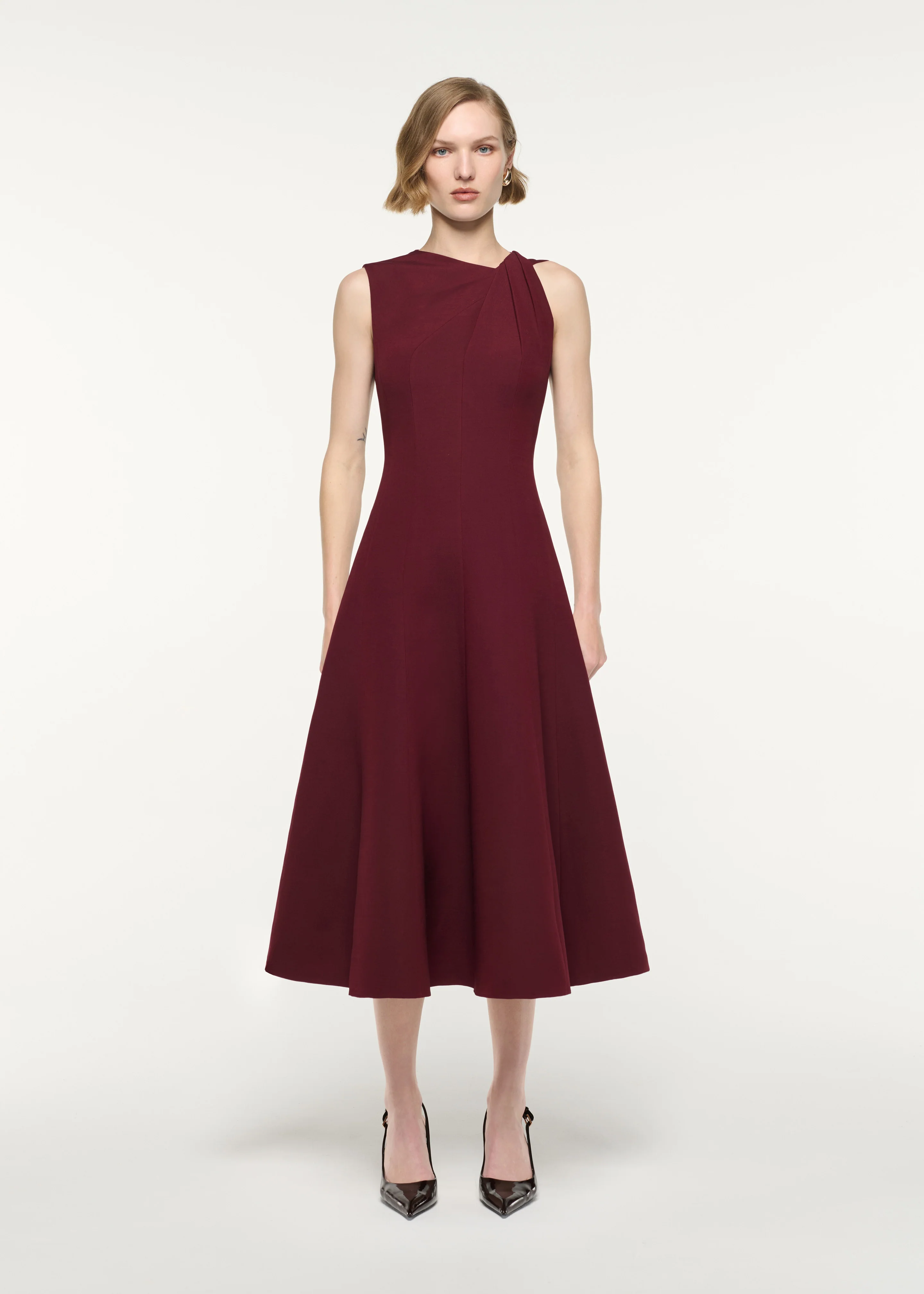 Asymmetrical Twist Midi Dress