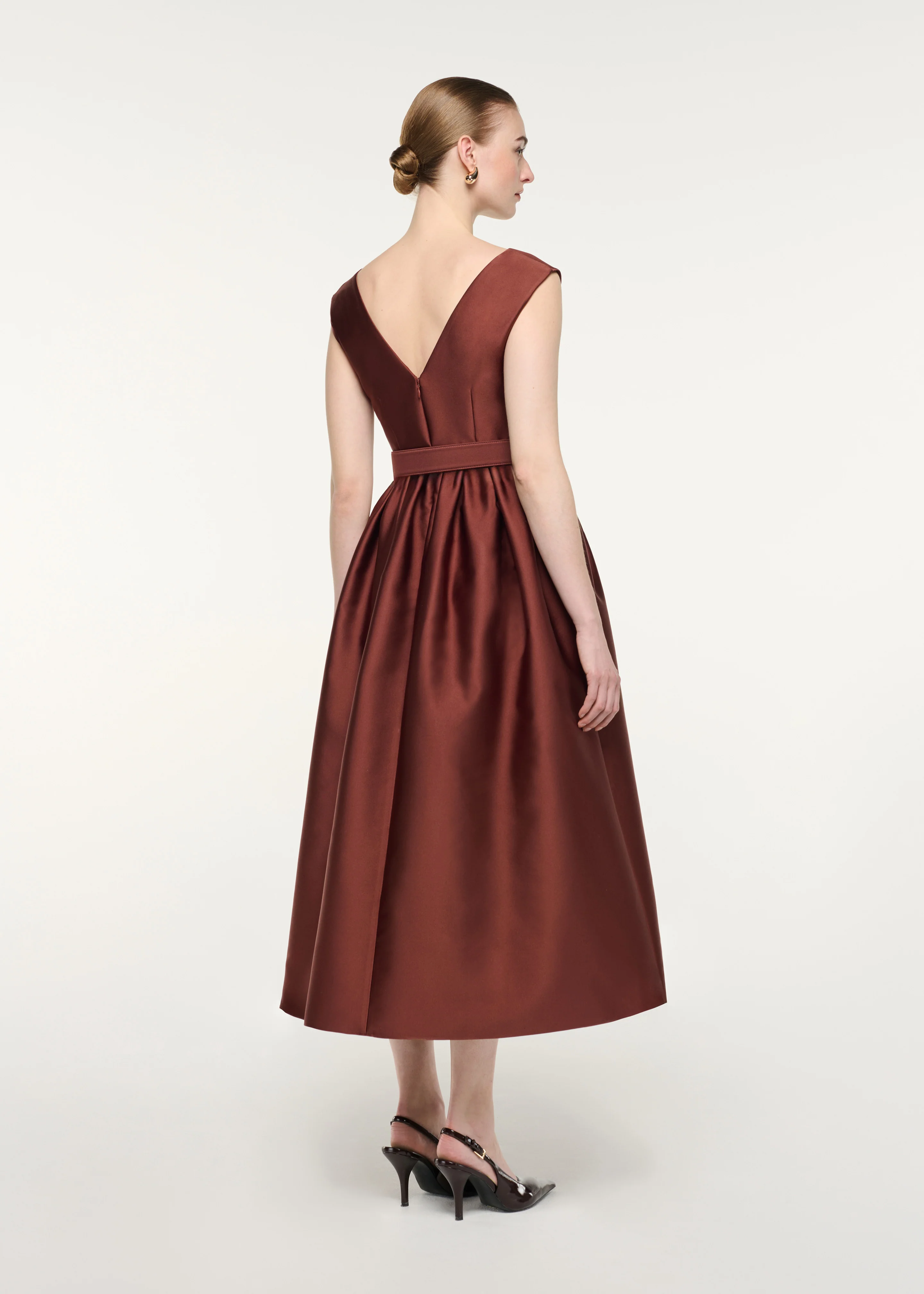 Belted V-Neck Midi Dress - Image 3