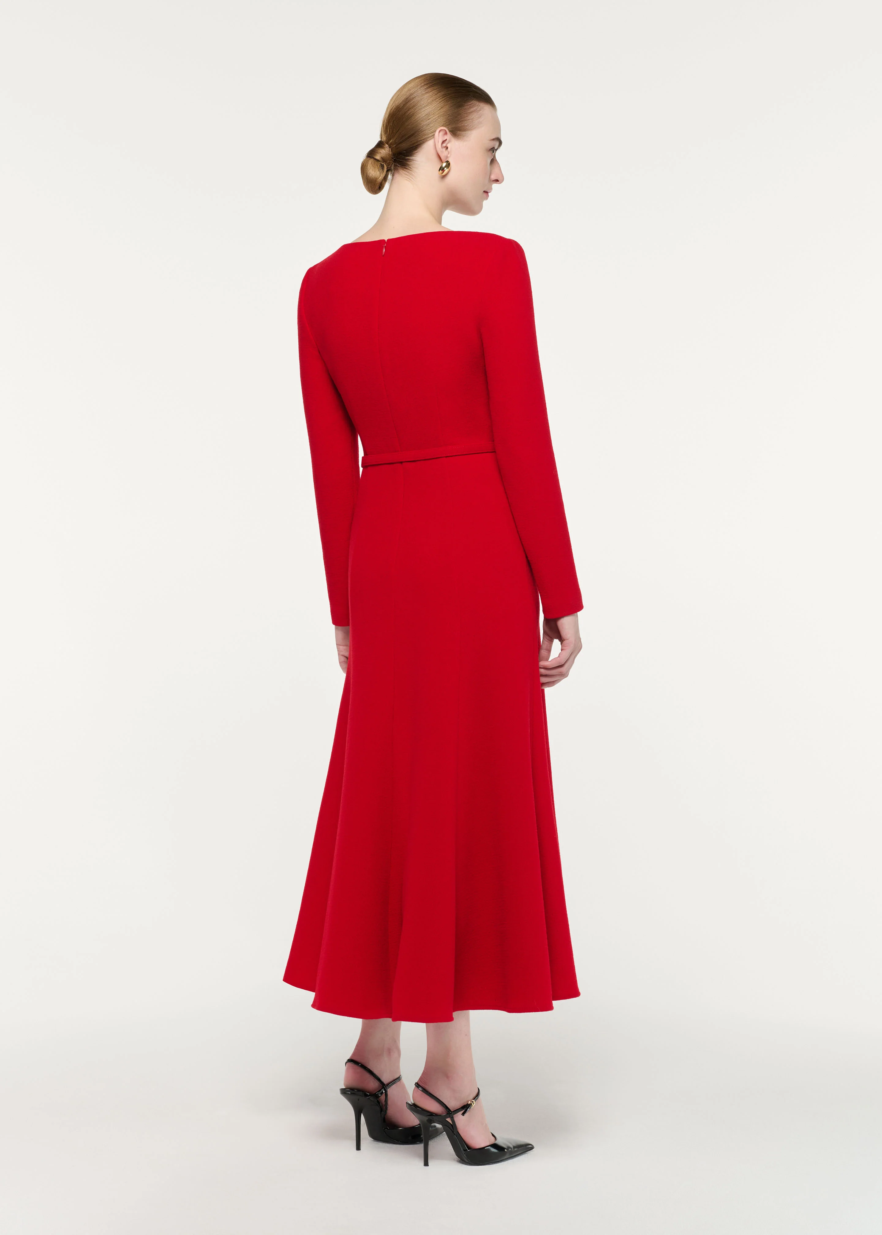 Boat Neck Wool Crepe Dress - Image 3
