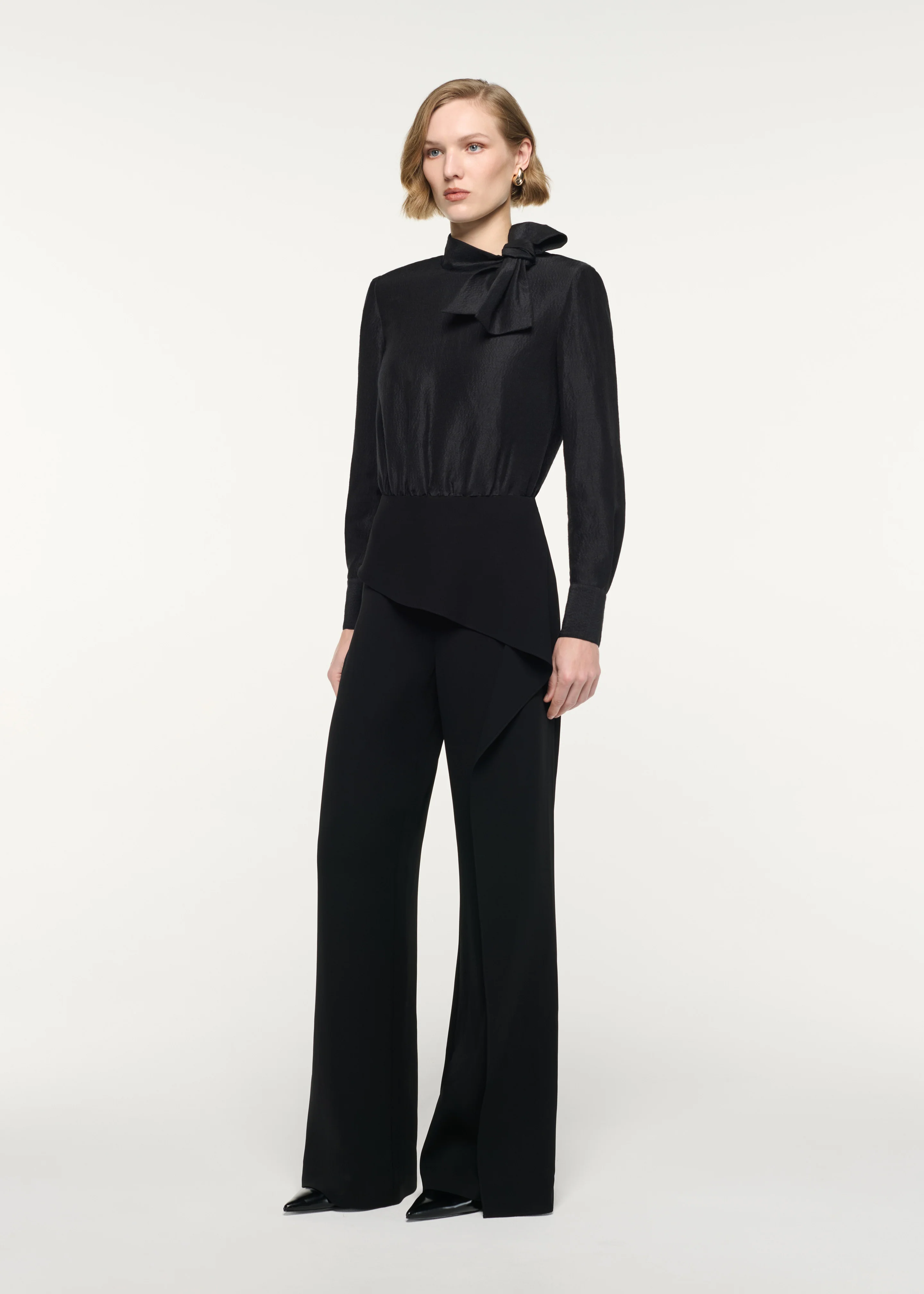 Bow Neckline Silk Jacquard Bodysuit - Image 2