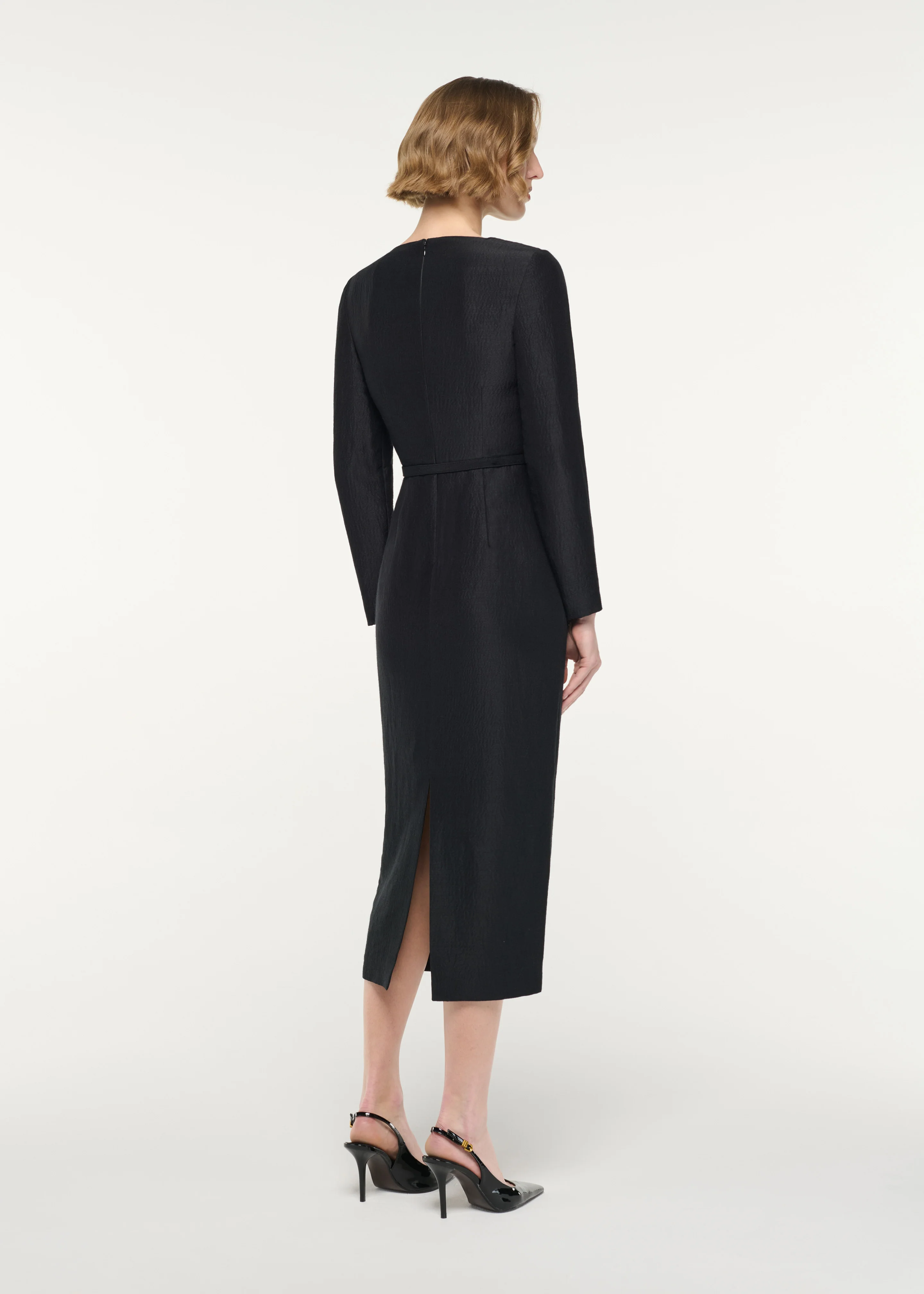Brooched Silk Jacquard Midi Dress - Image 3