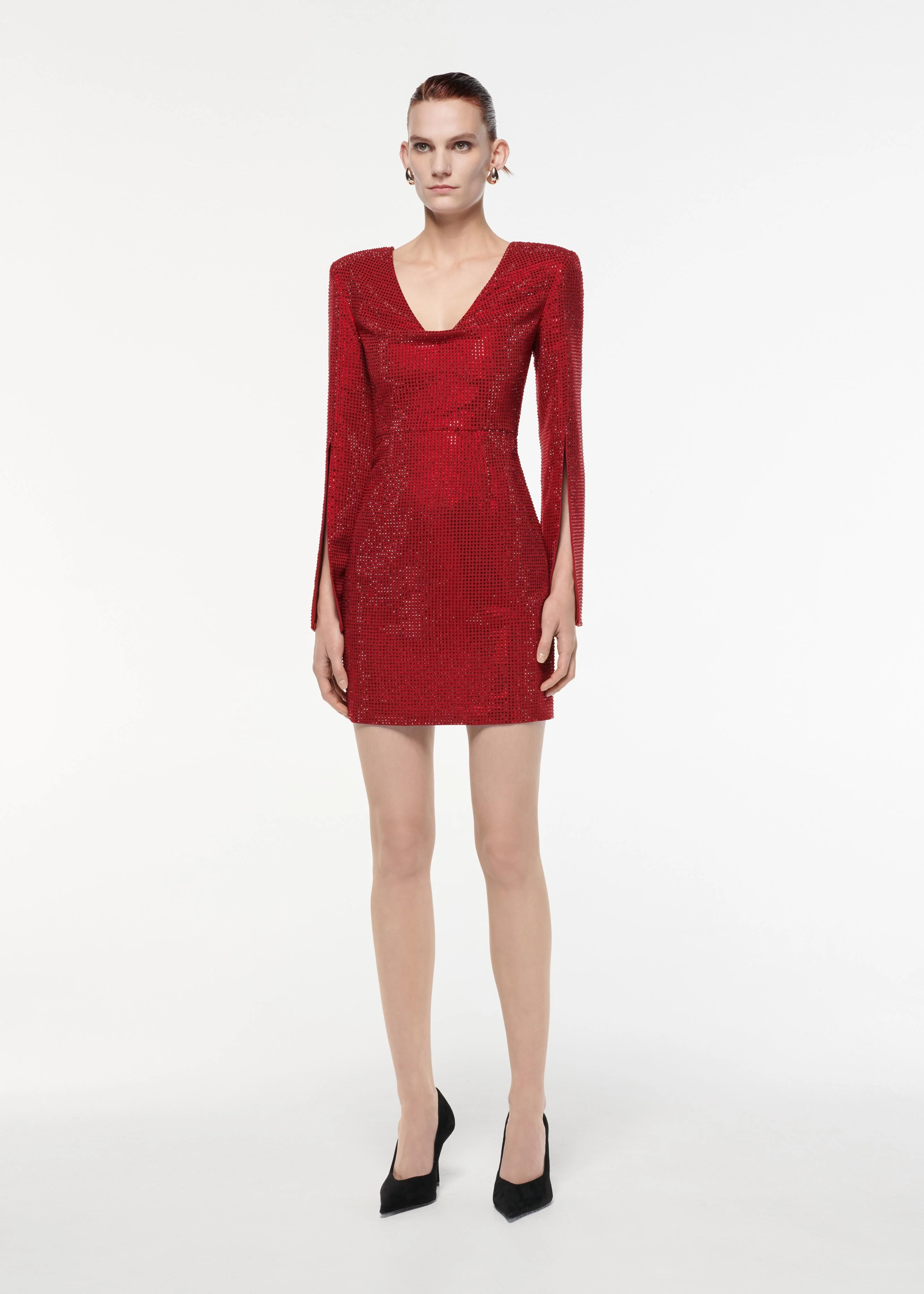Cape Sleeve Diamante Mini Dress - Image 2