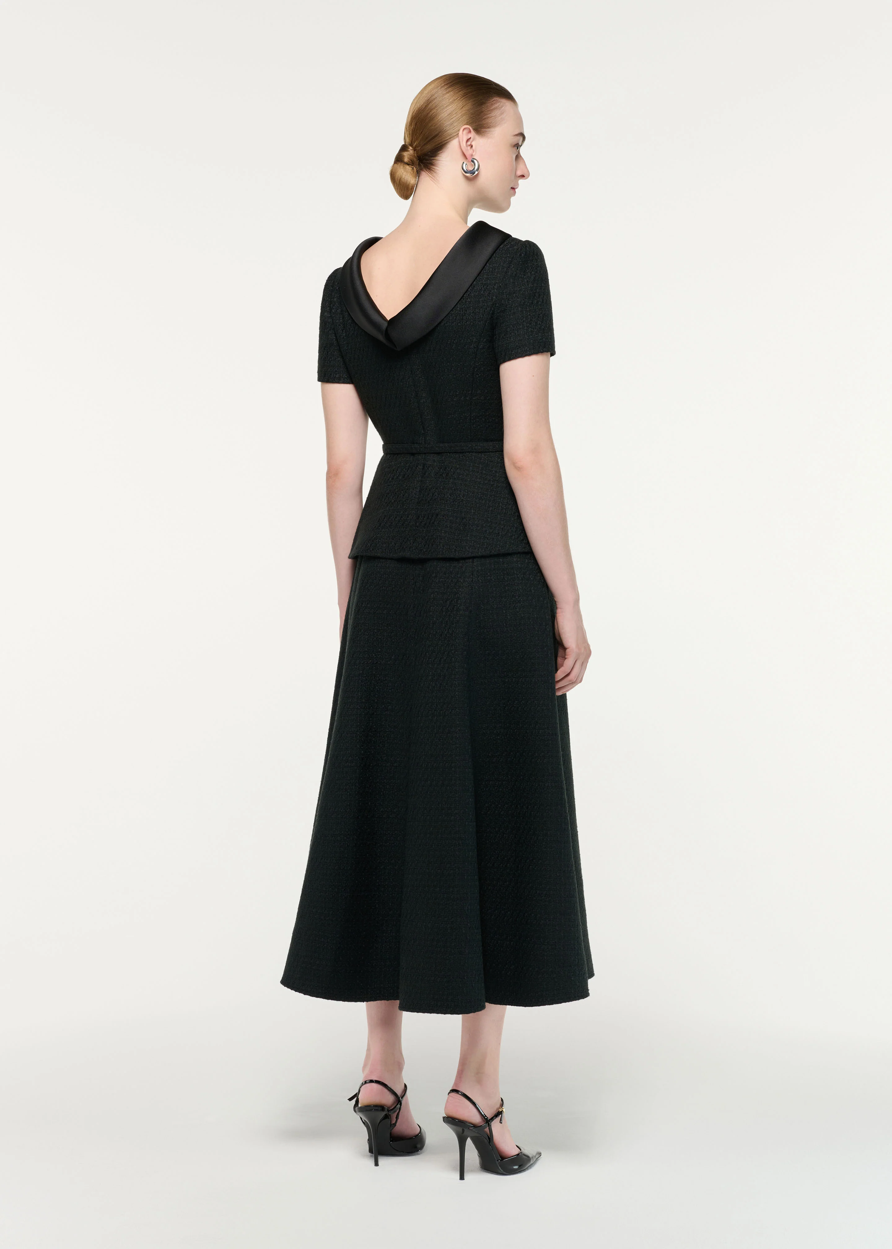 Collared Boucle Peplum Midi Dress - Image 3