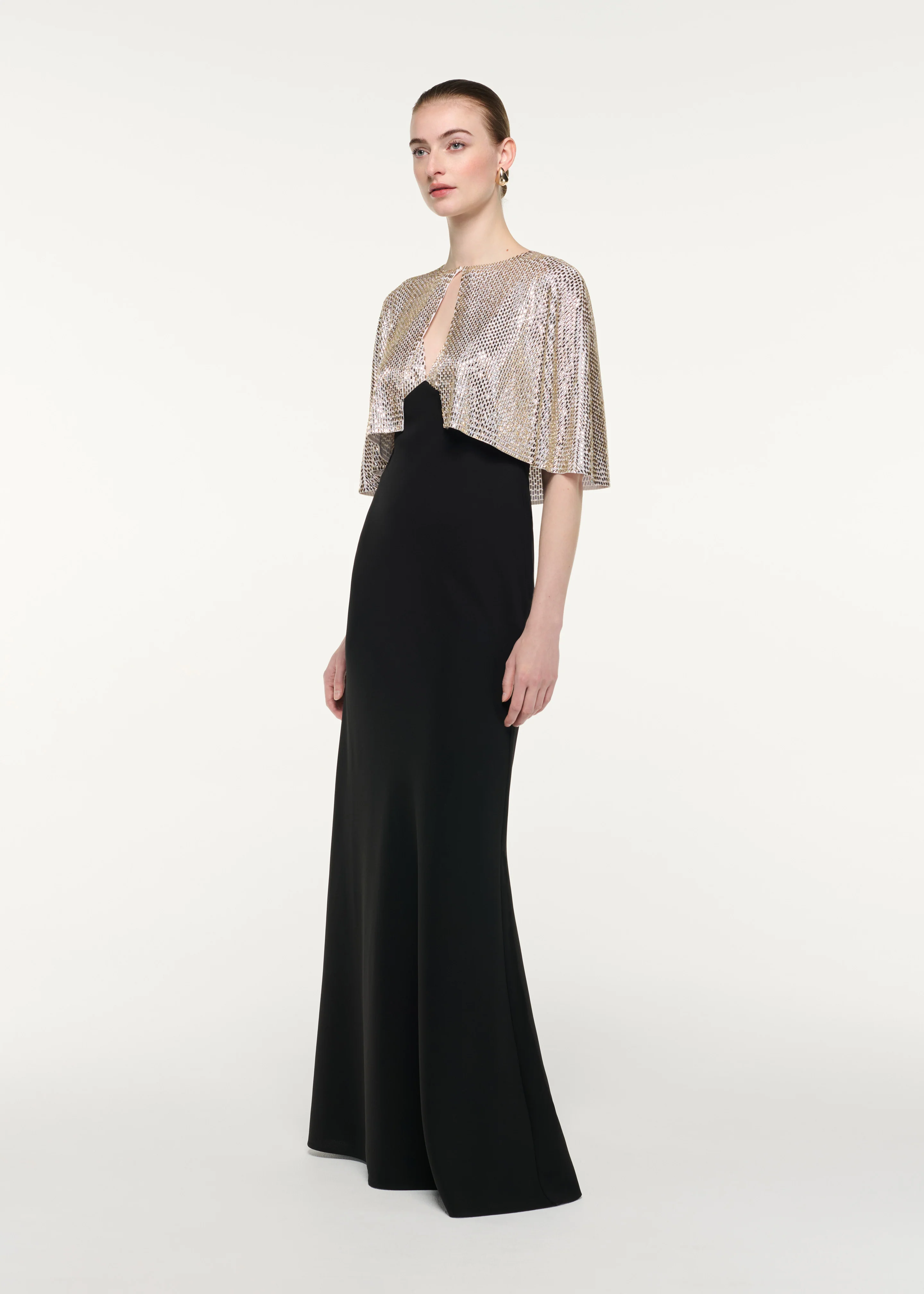 Contrast Diamante Cape Gown - Image 2