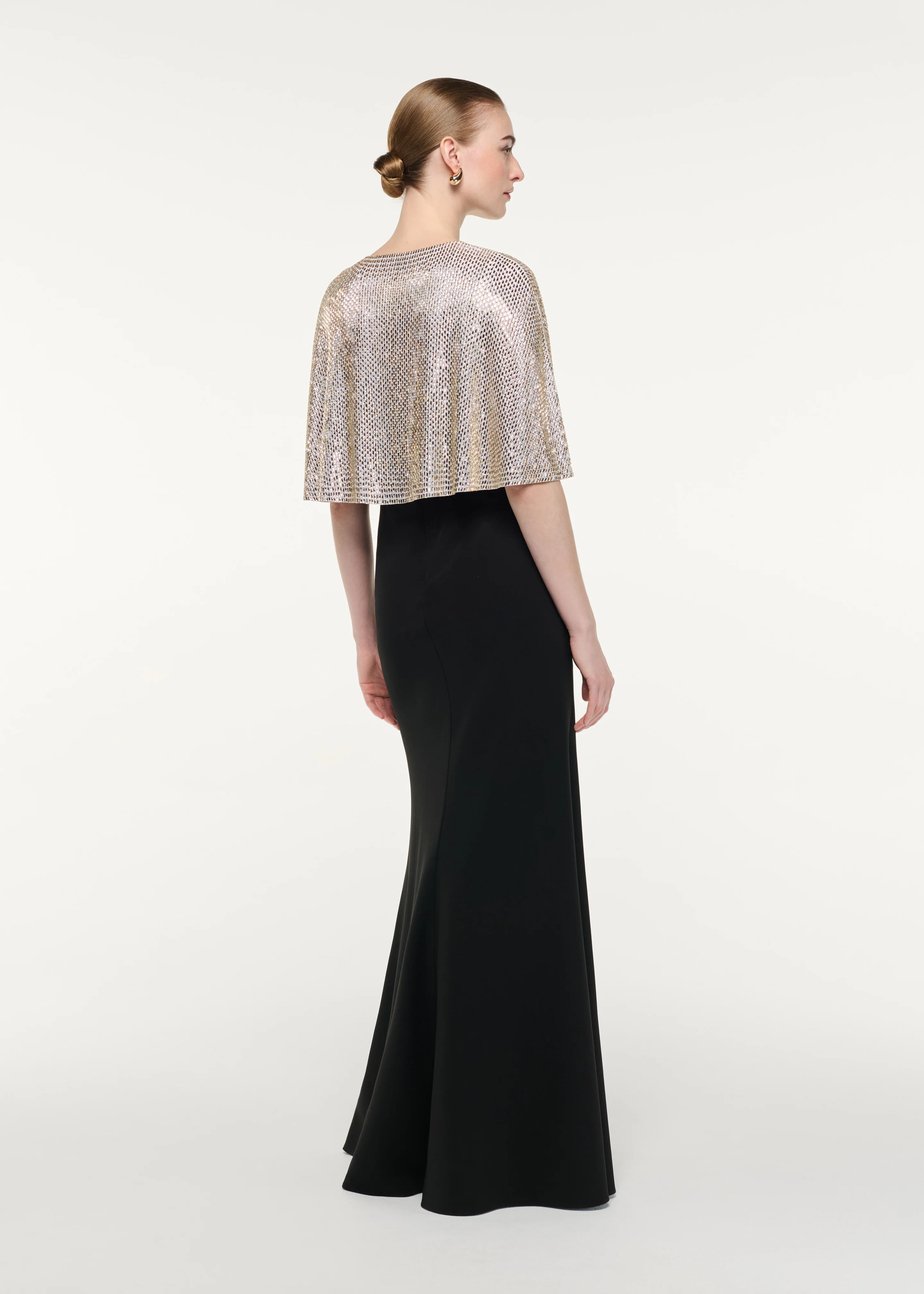 Contrast Diamante Cape Gown - Image 3
