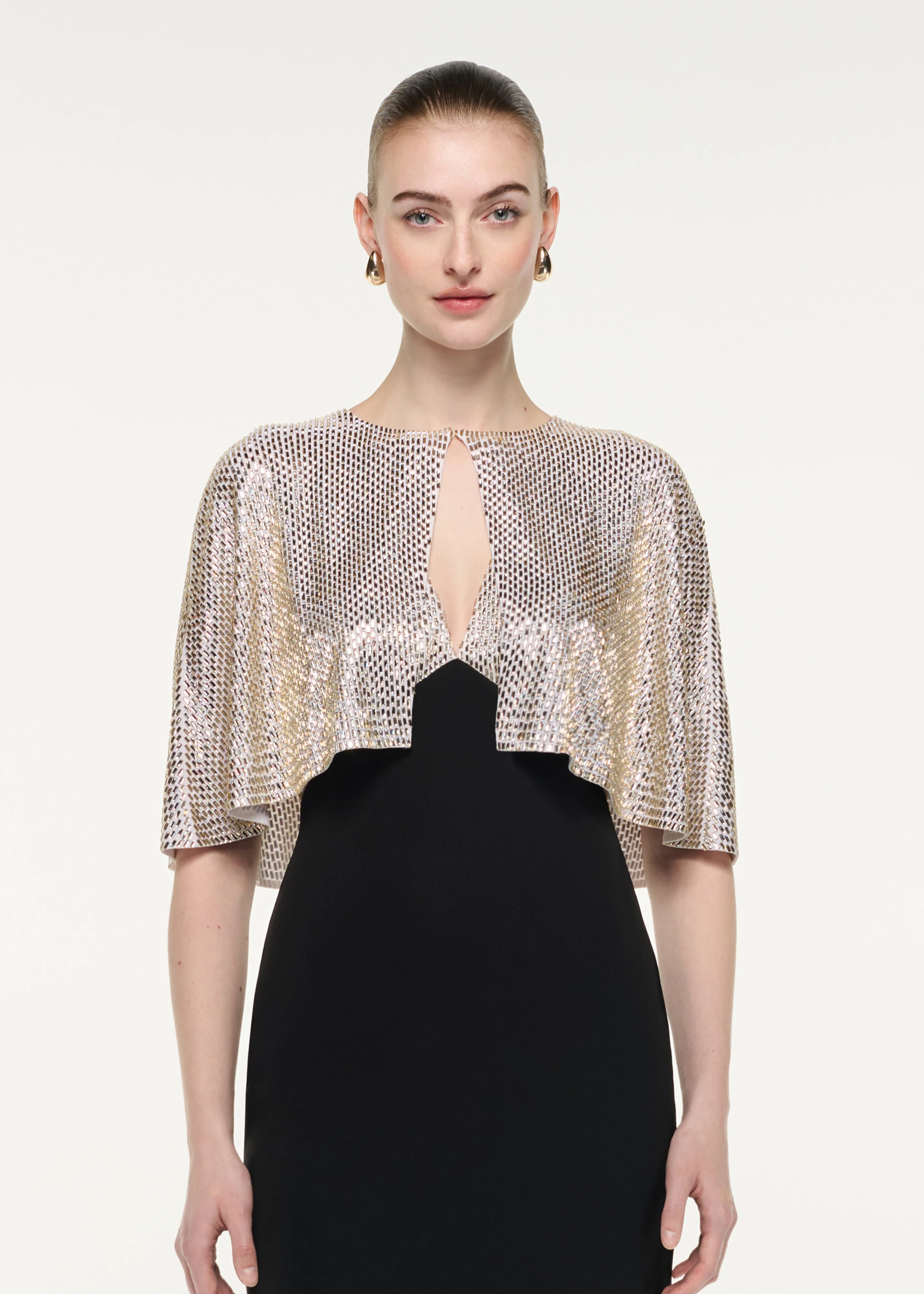 Contrast Diamante Cape Gown - Image 4