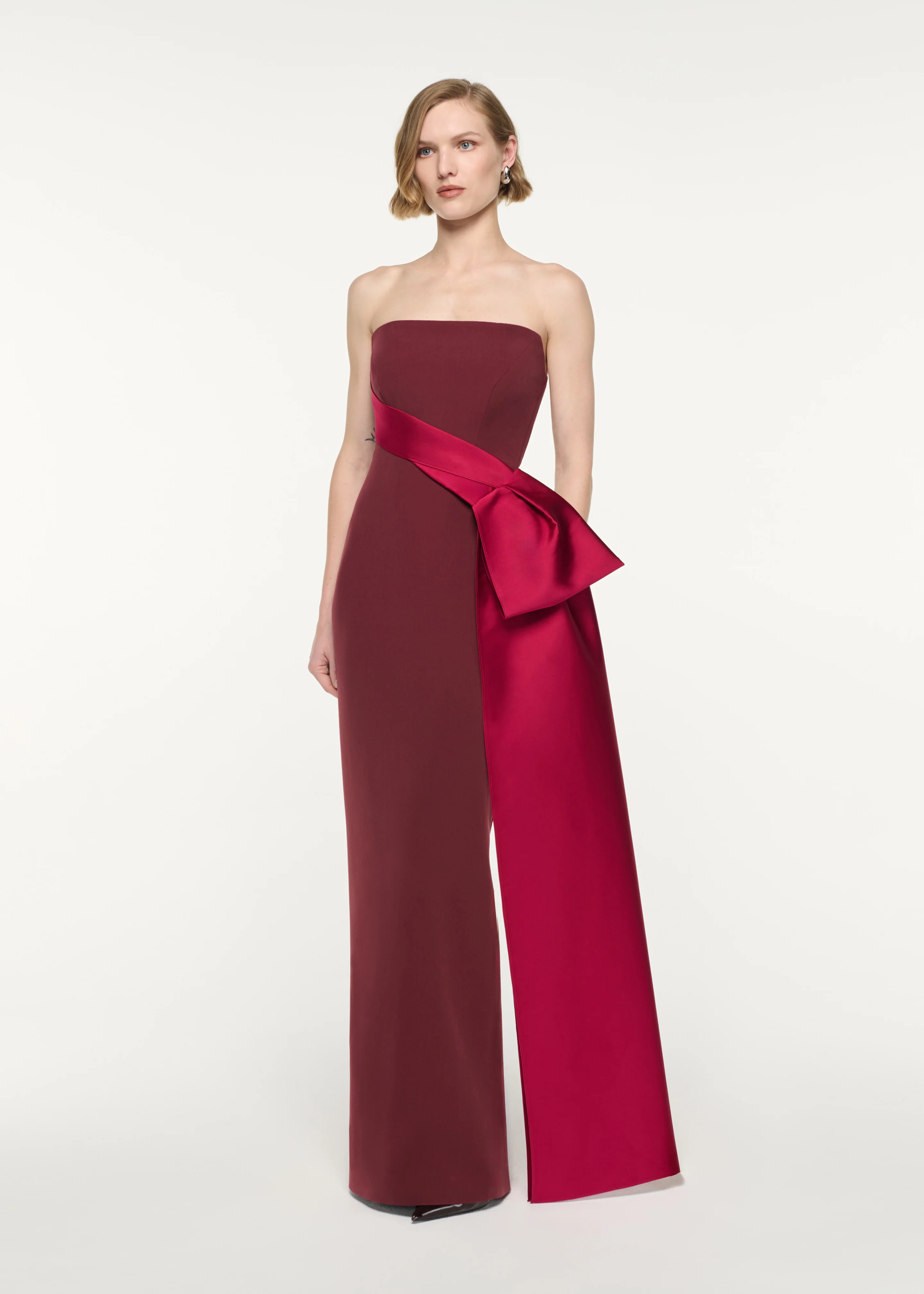 Contrast Drape Strapless Gown - Image 2