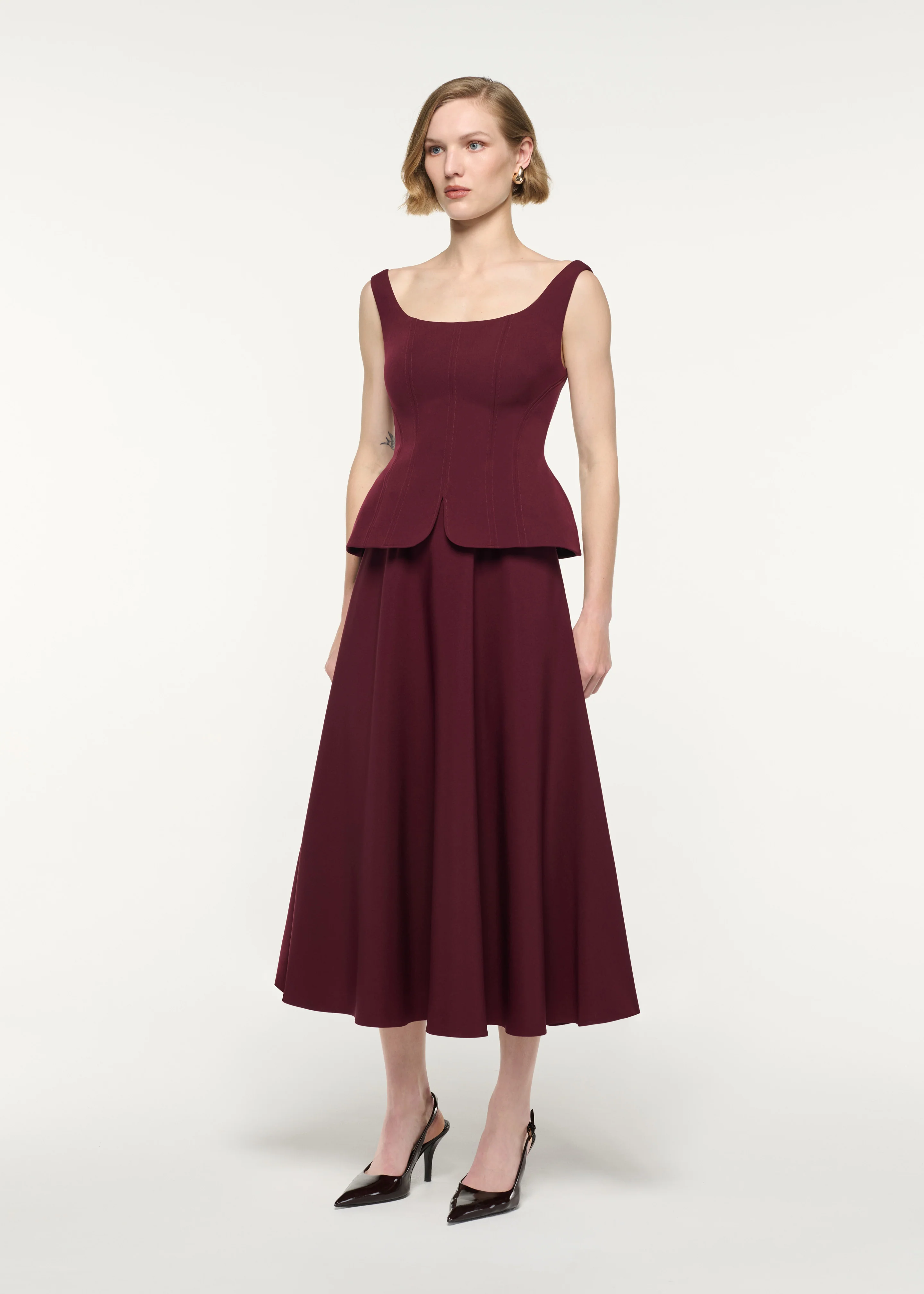 Crepe Peplum Midi Dress - Image 2