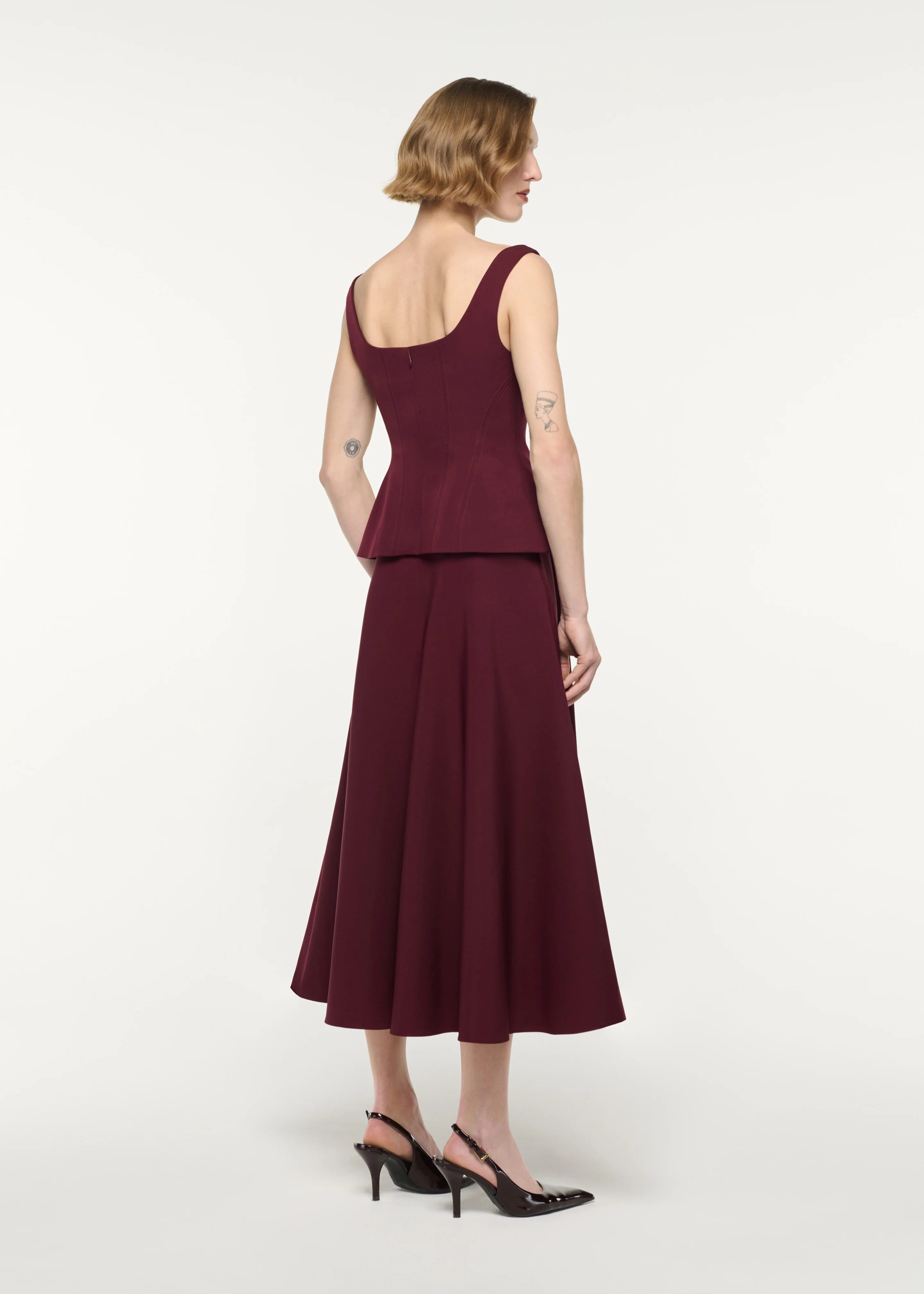 Crepe Peplum Midi Dress - Image 3