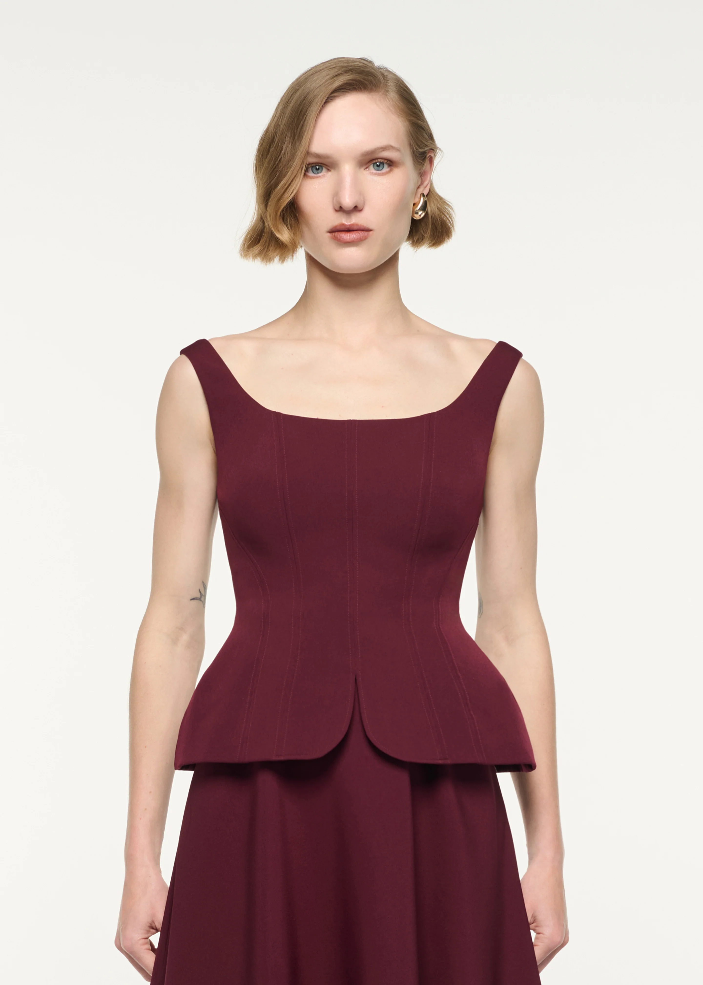 Crepe Peplum Midi Dress - Image 4