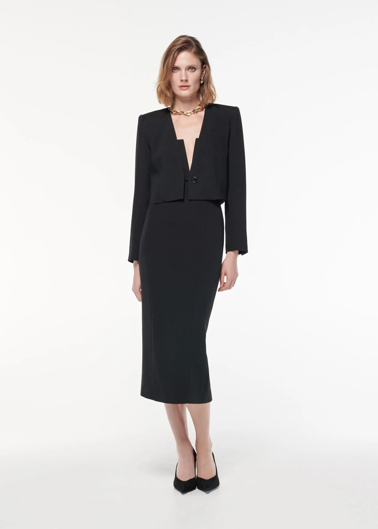 Cropped Wool Silk Jacket
