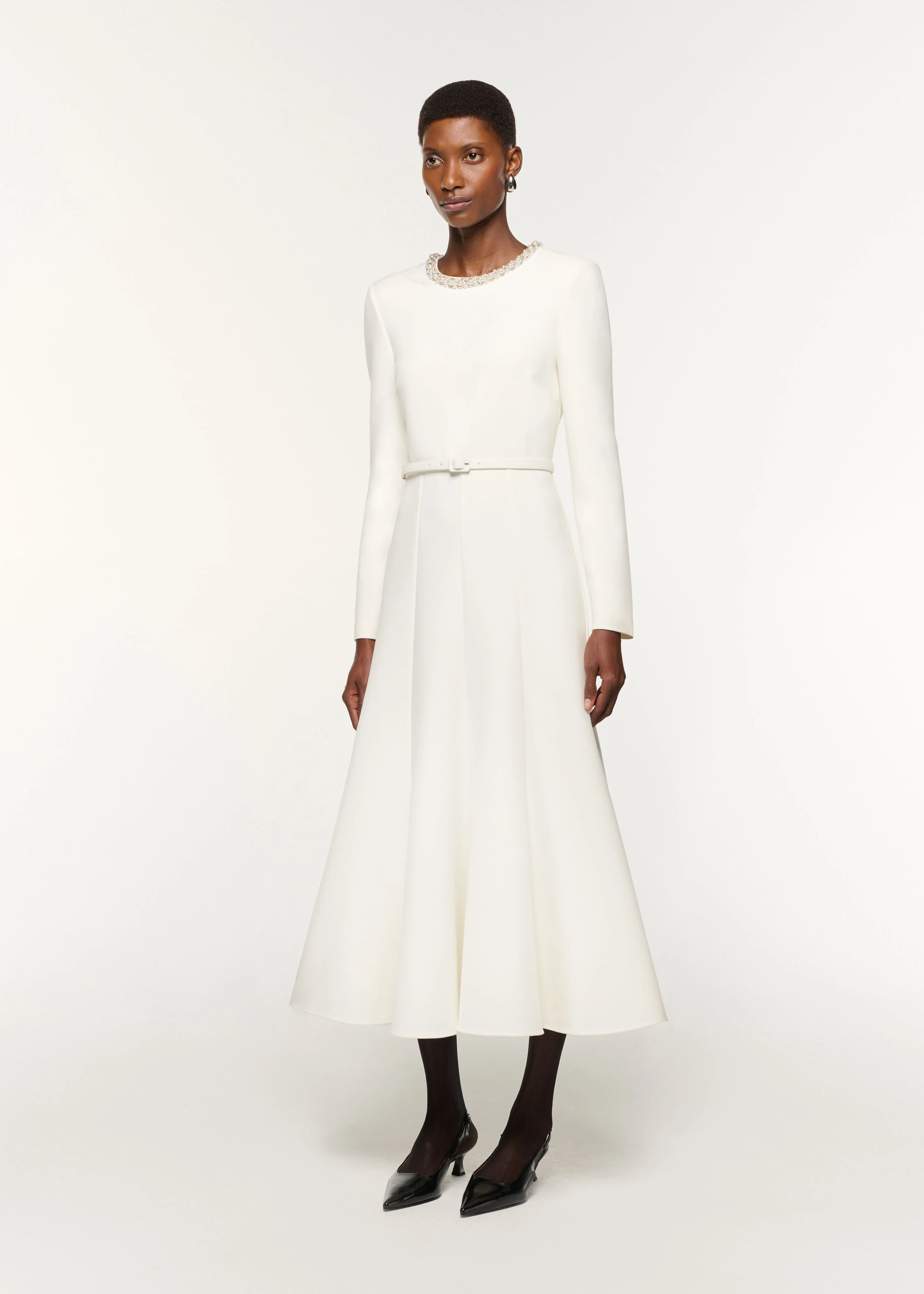 Crystal Neckline Crepe Dress - Image 2