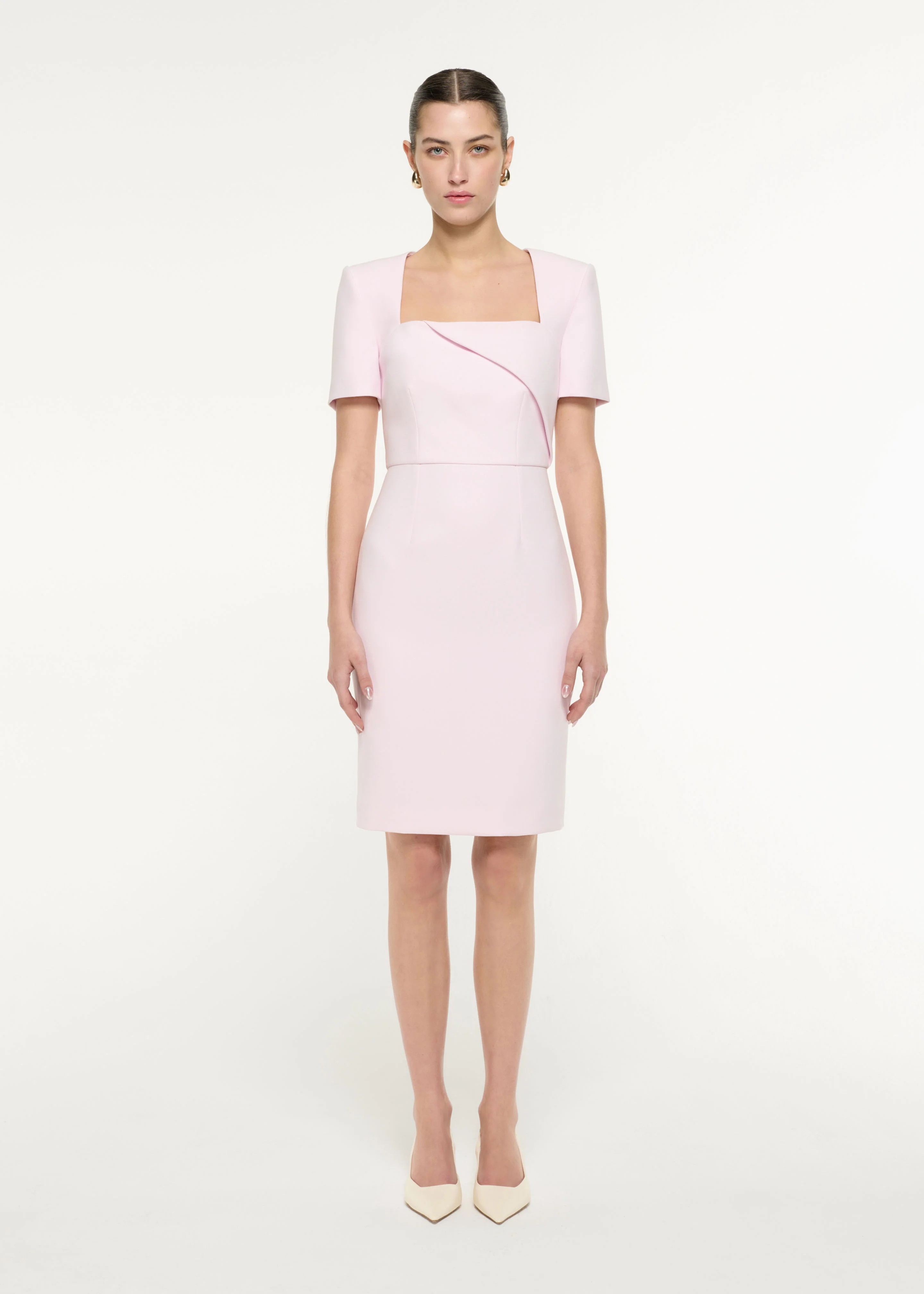 Diagonal Fold Midi Dress