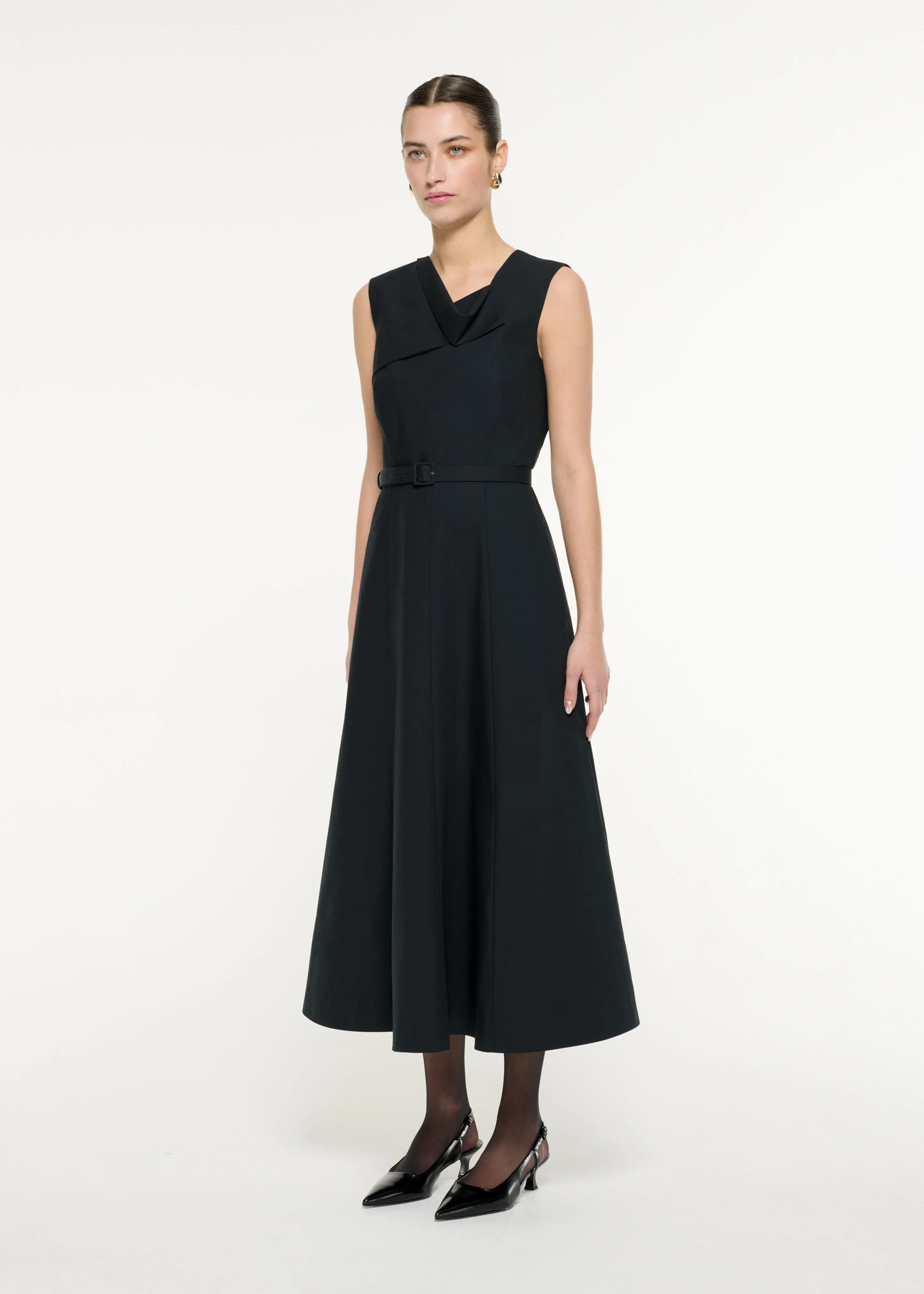 Drape Cotton Poplin Midi Dress - Image 2