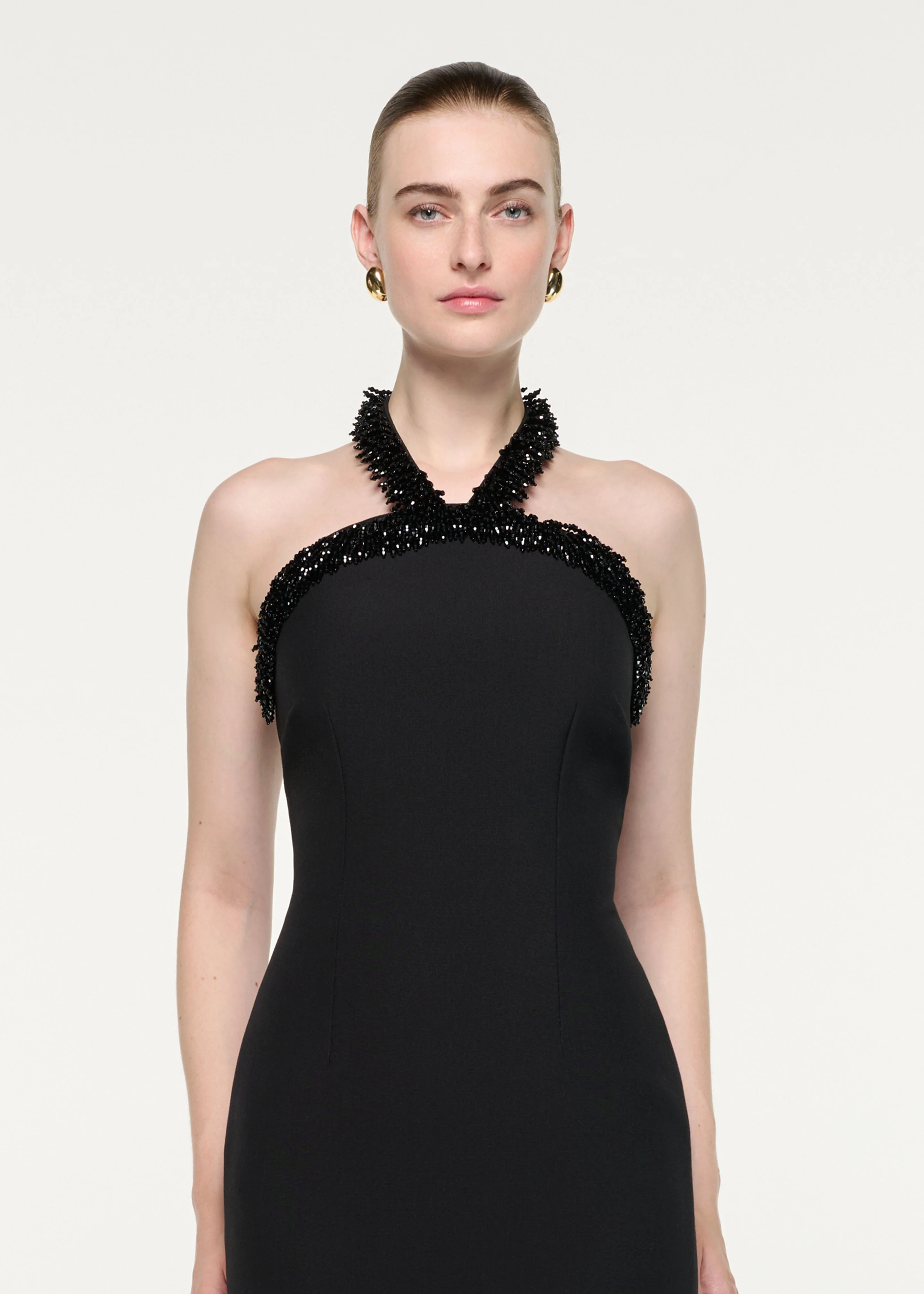 Embellished Halter Neck Crepe Gown - Image 4