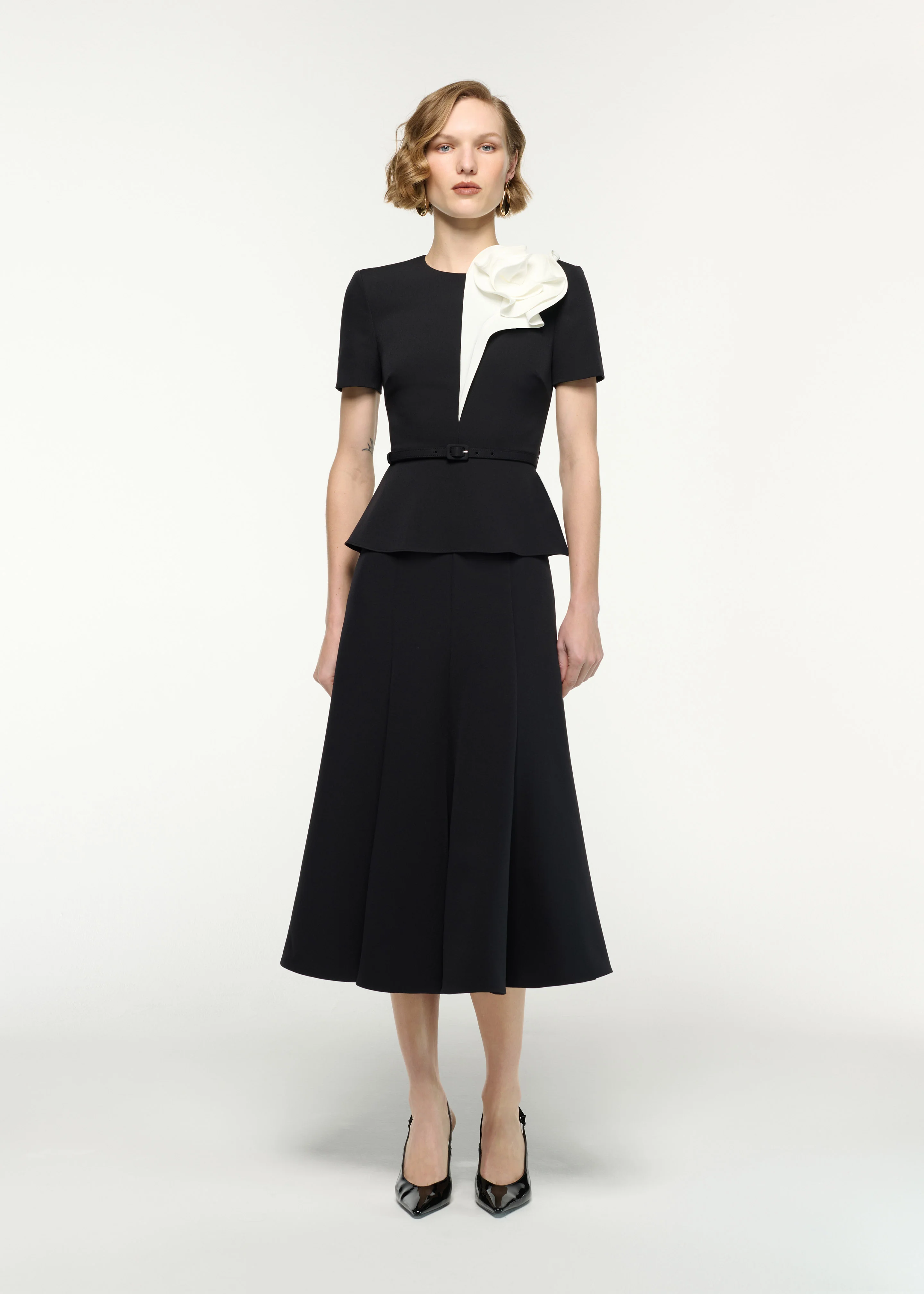 Flower Belted Midi Dress