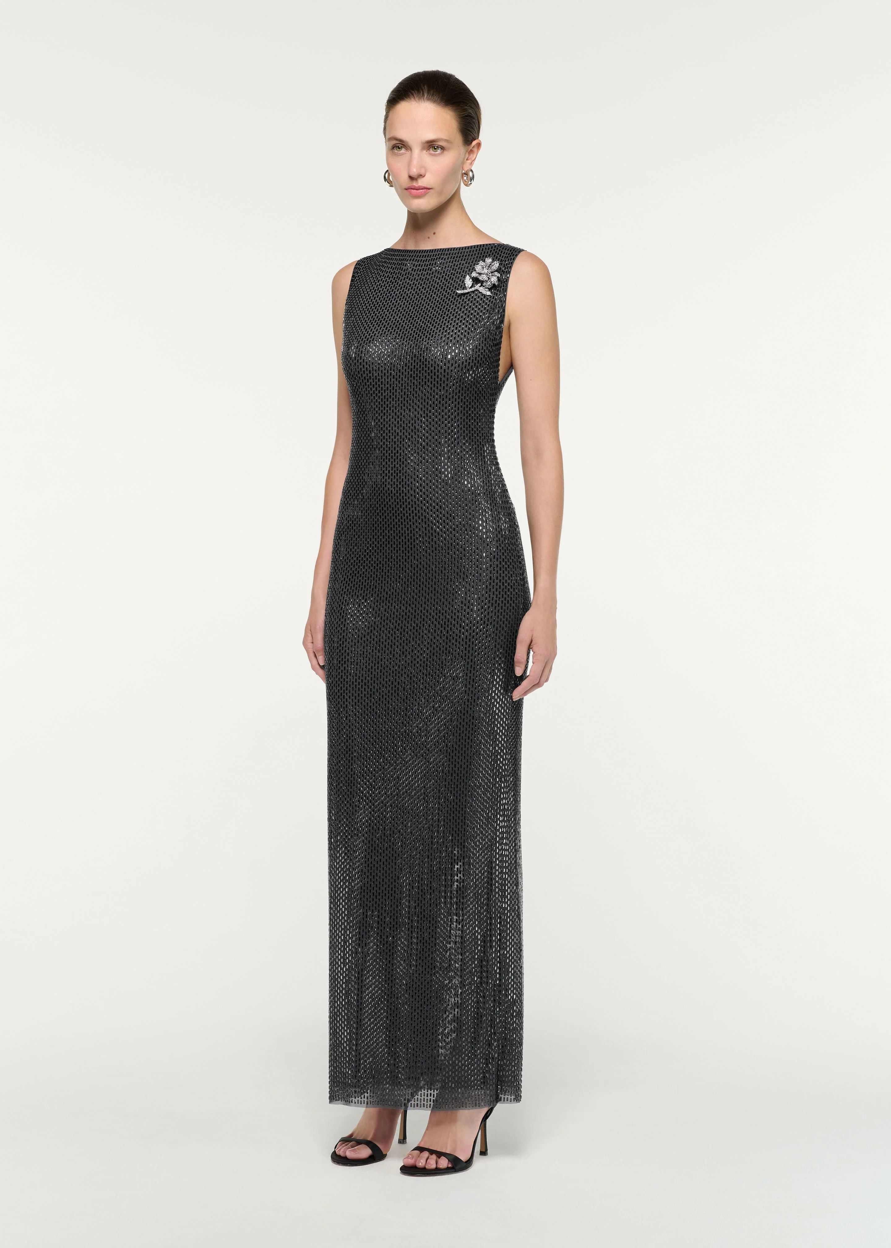 Flower Brooch Diamante Maxi Dress - Image 2