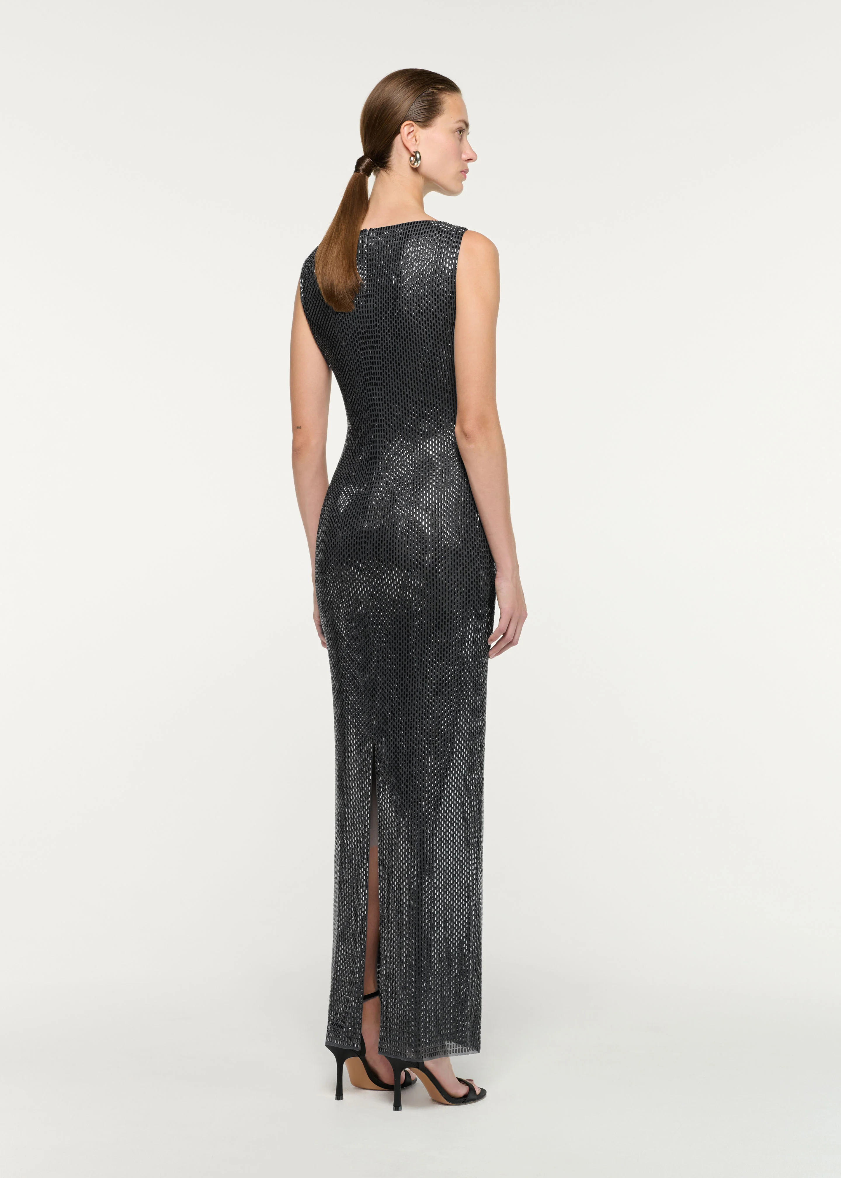 Flower Brooch Diamante Maxi Dress - Image 3
