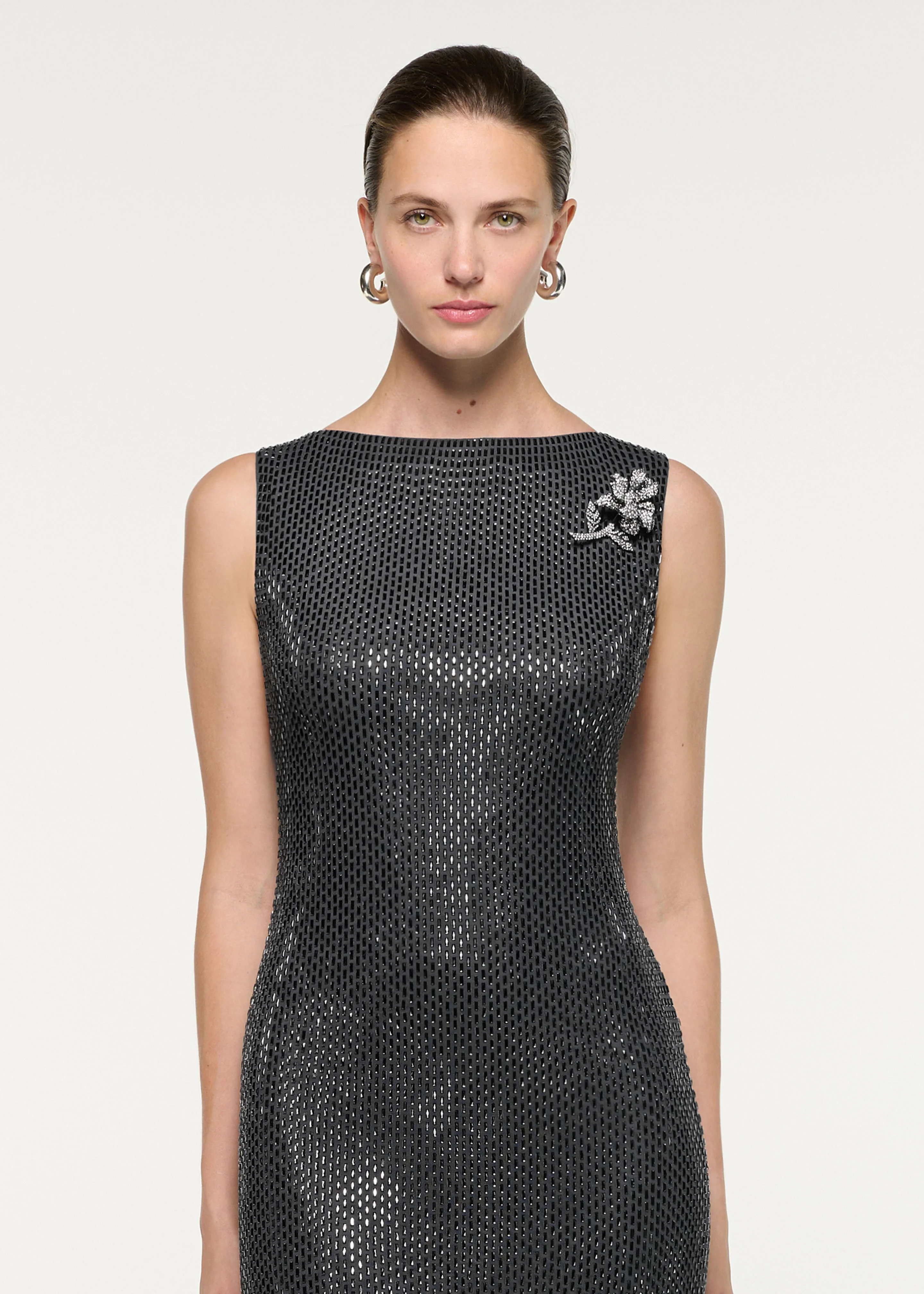 Flower Brooch Diamante Maxi Dress - Image 4