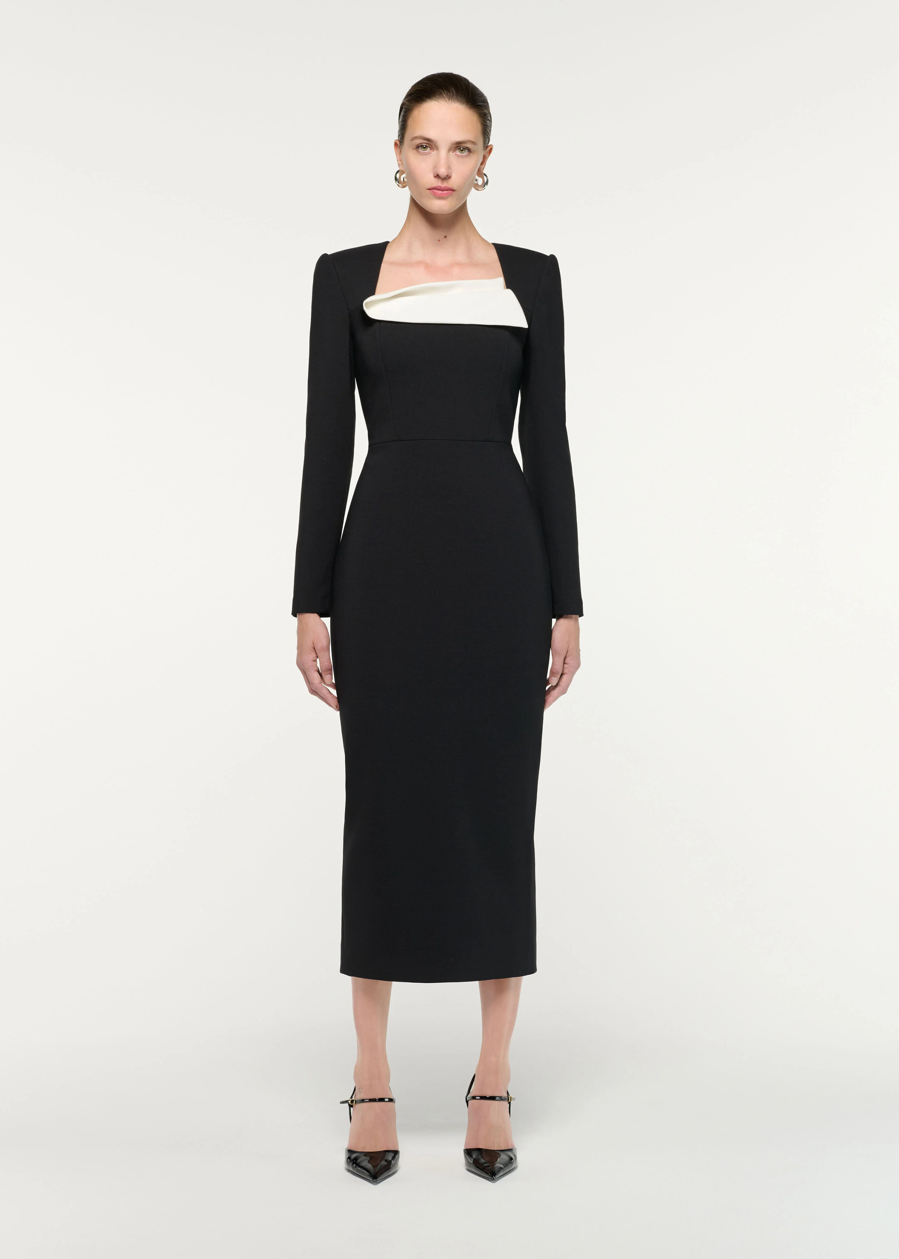 Fold Detail Crepe Midi Dress