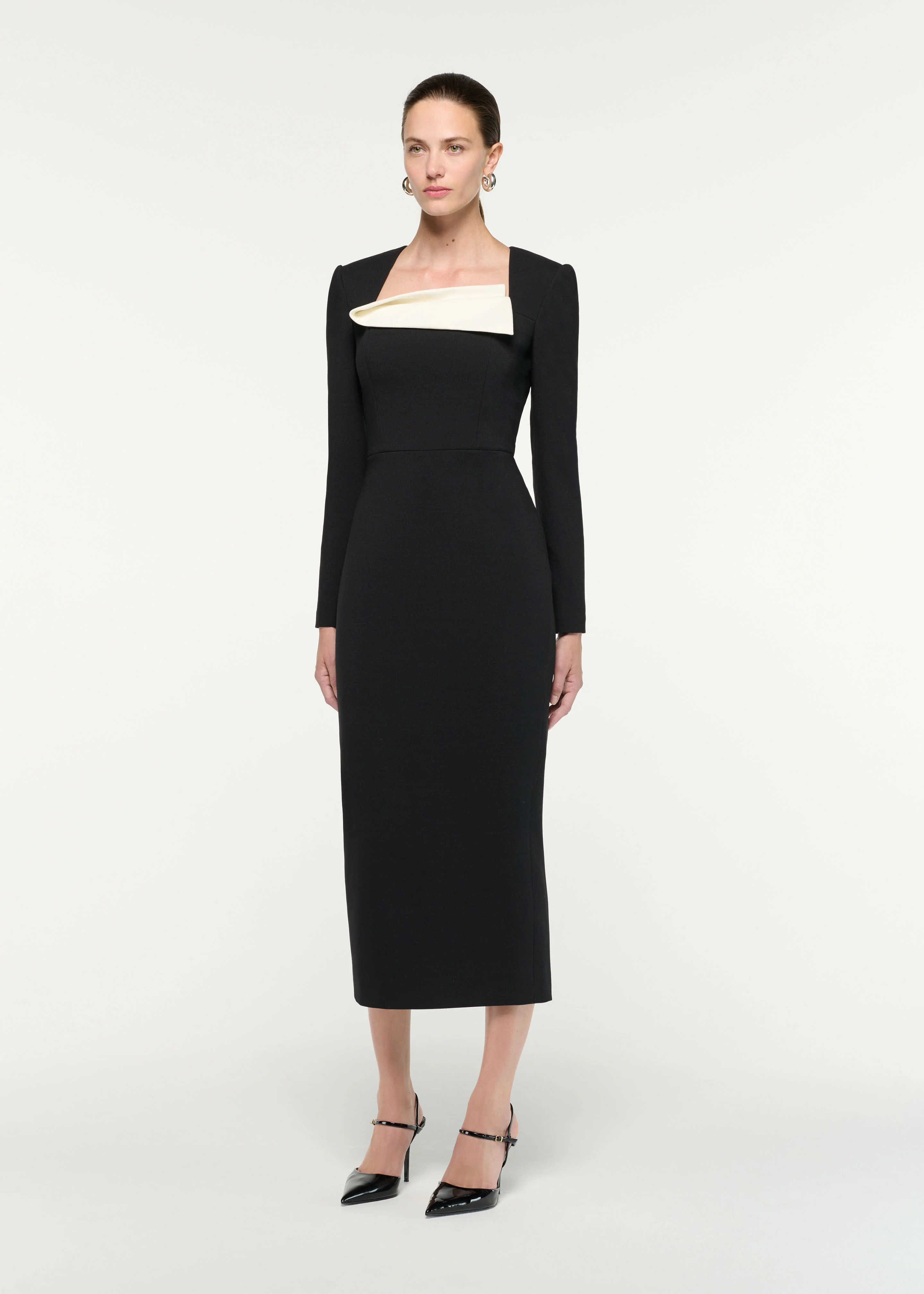 Fold Detail Crepe Midi Dress - Image 2