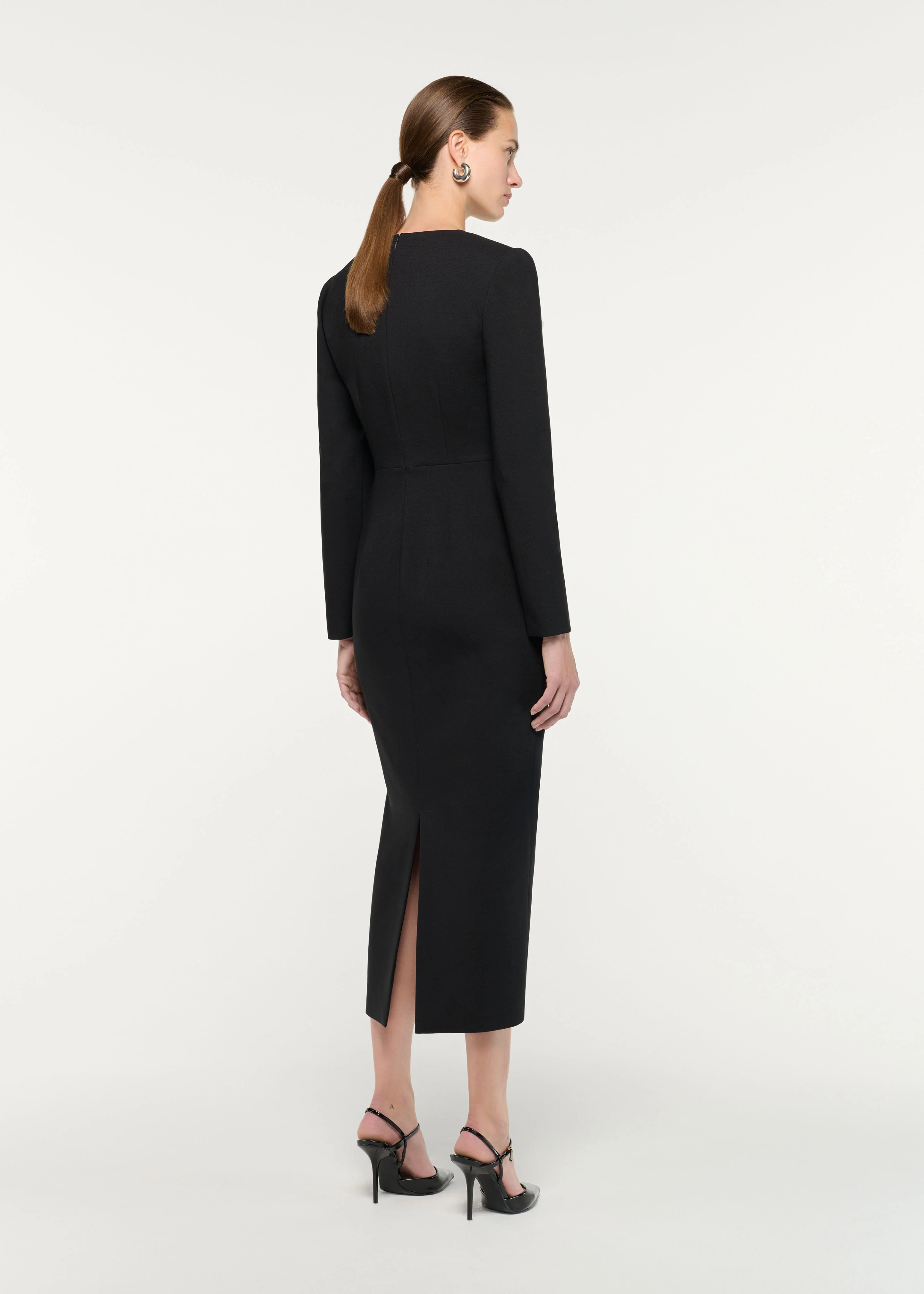 Fold Detail Crepe Midi Dress - Image 3