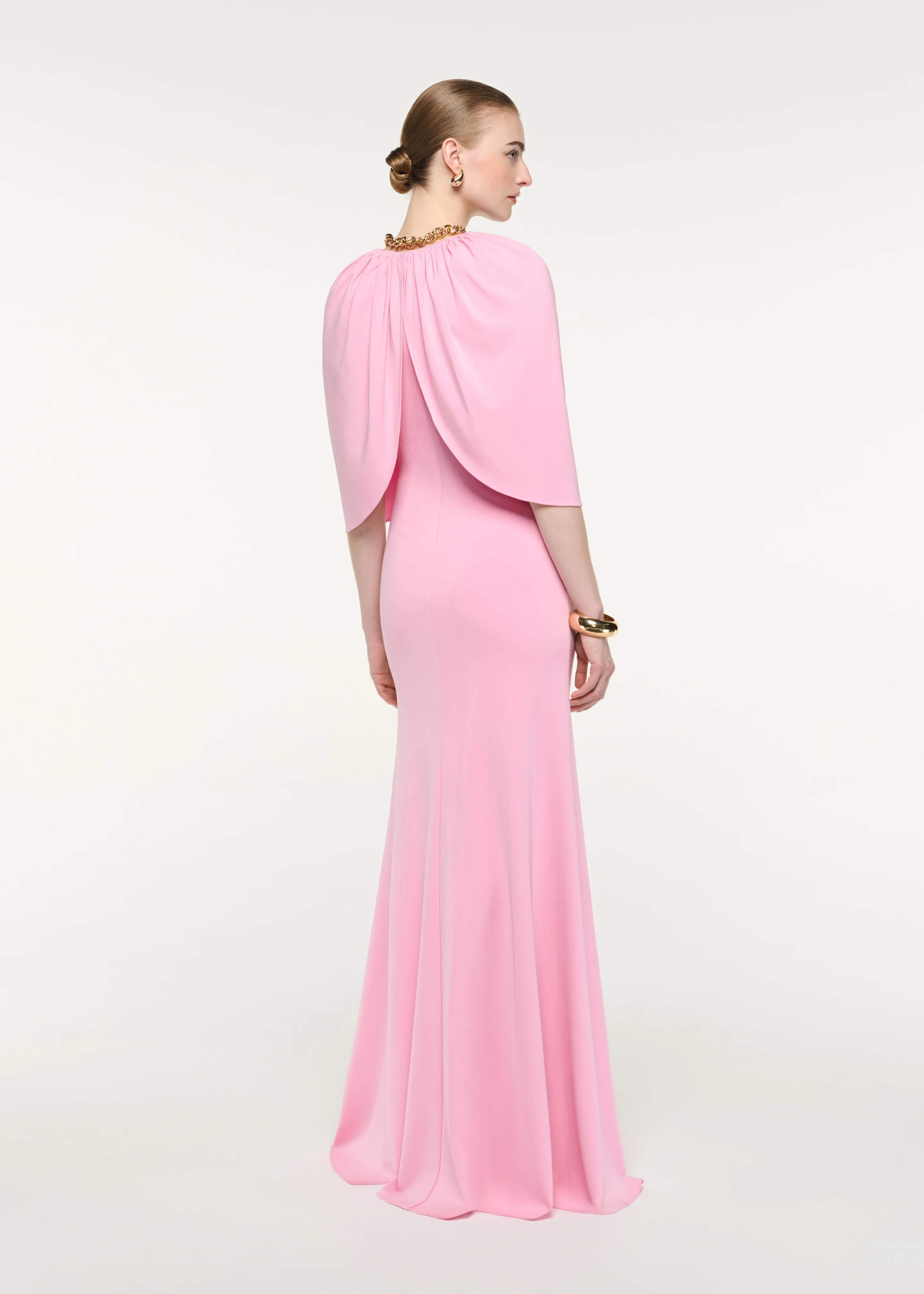 Gathered Cape Jersey Gown - Image 3
