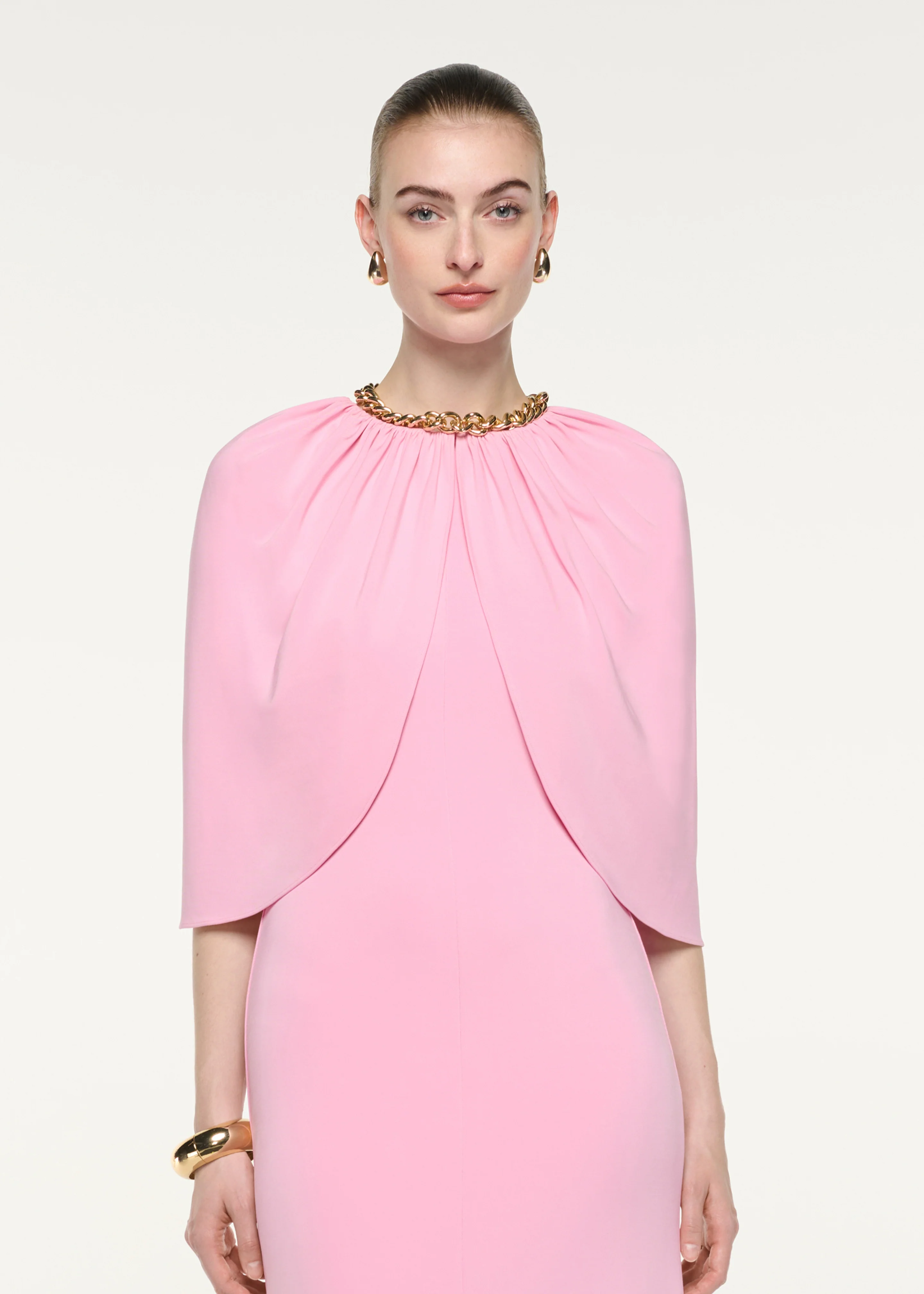 Gathered Cape Jersey Gown - Image 4