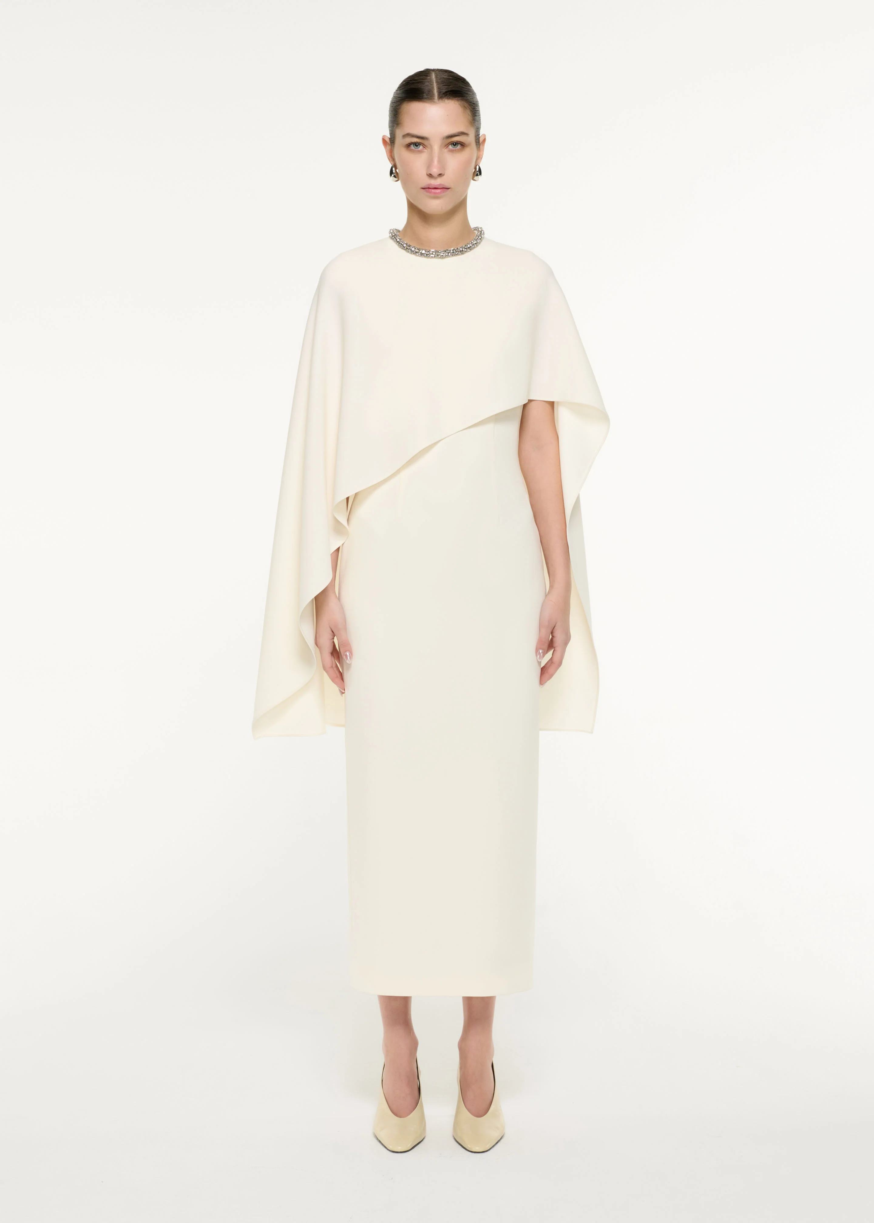 Heavy Cady Cape Midi Dress