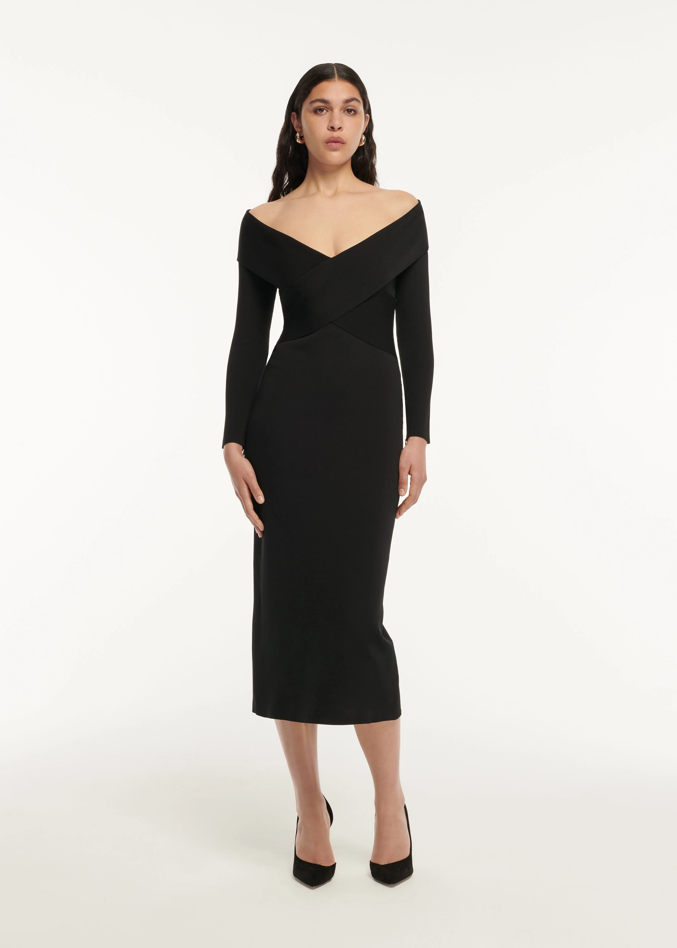 Long Sleeve Flat Knit Midi Dress
