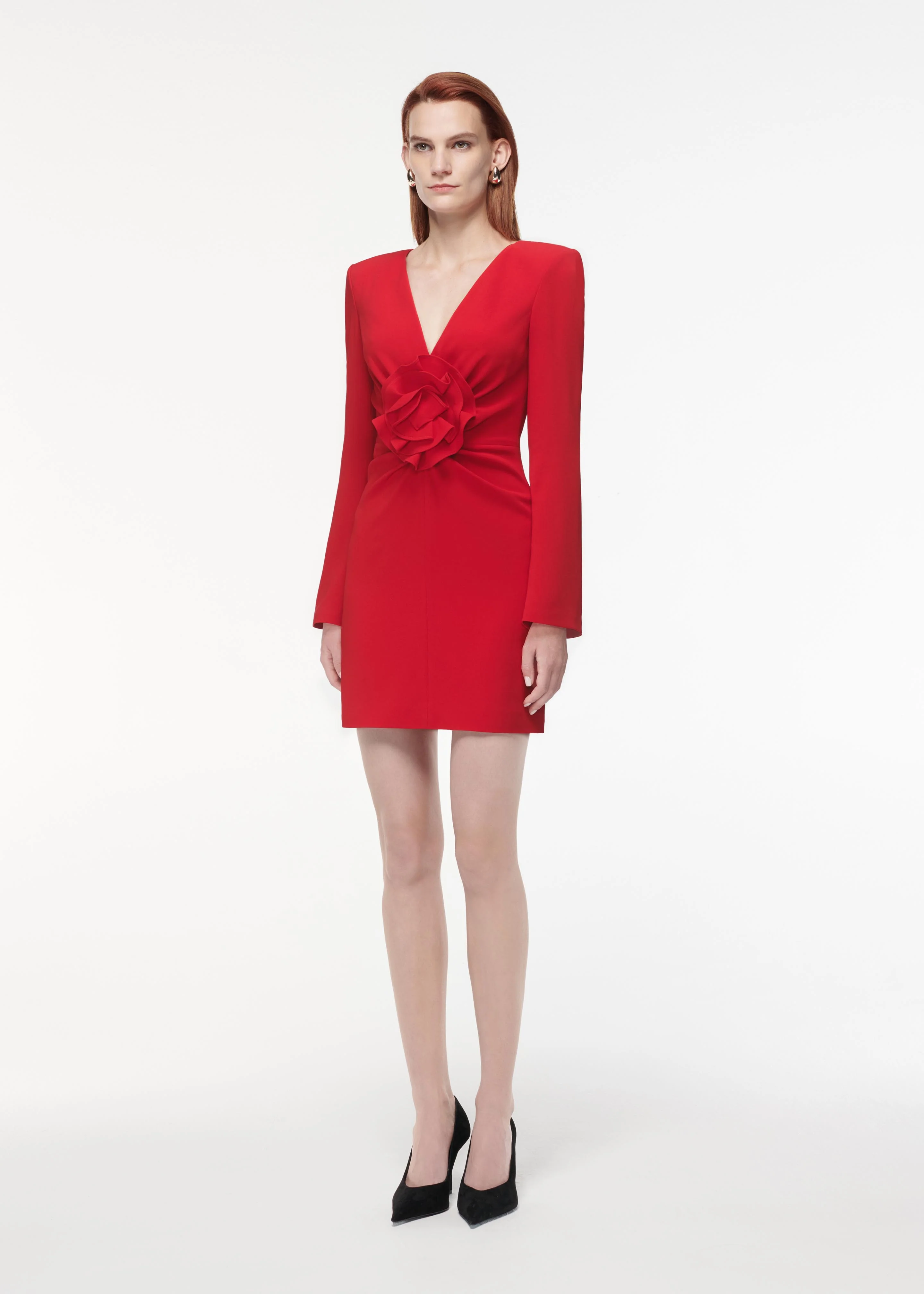 Long Sleeve Flower Detail Mini Dress - Image 2