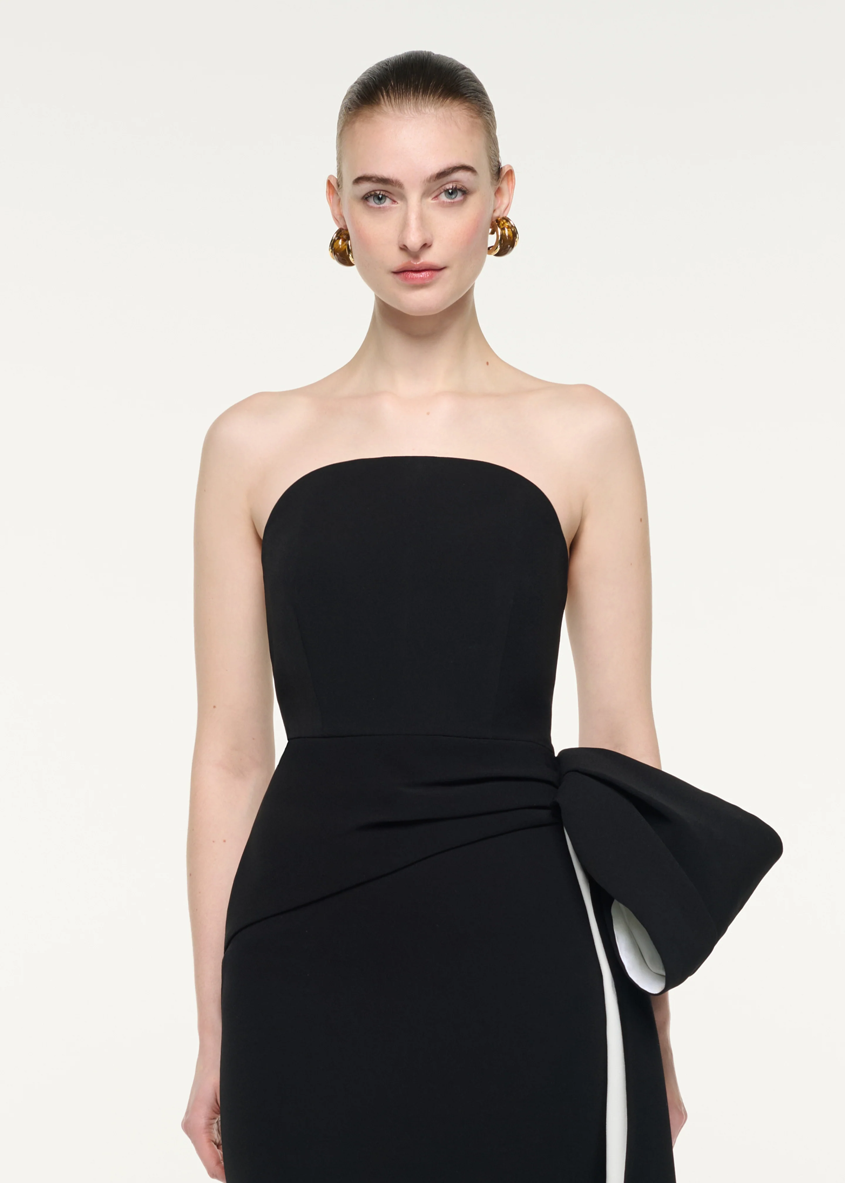 Monochrome Draped Midi Dress - Image 4