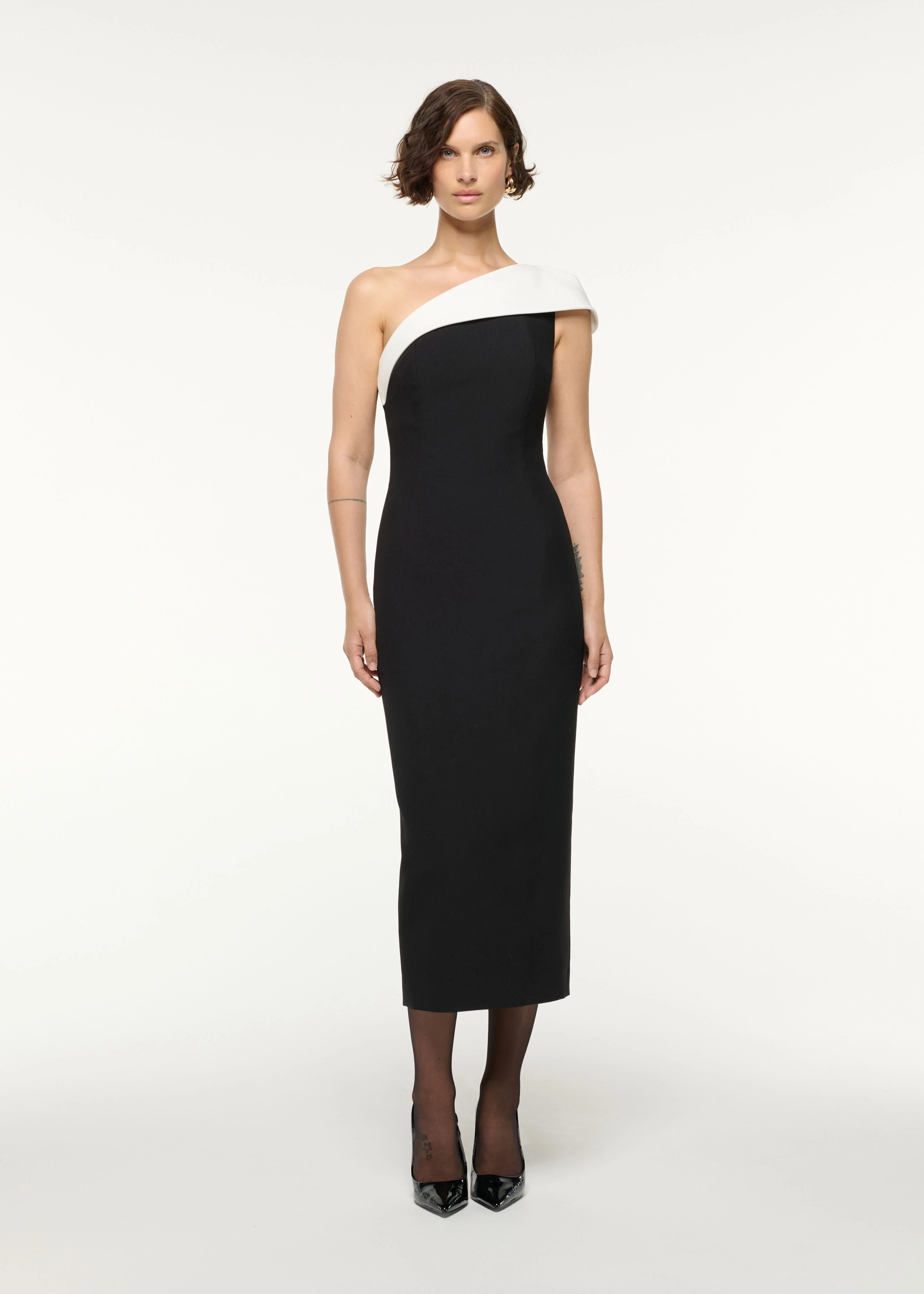 One Shoulder Monochrome Cocktail Dress