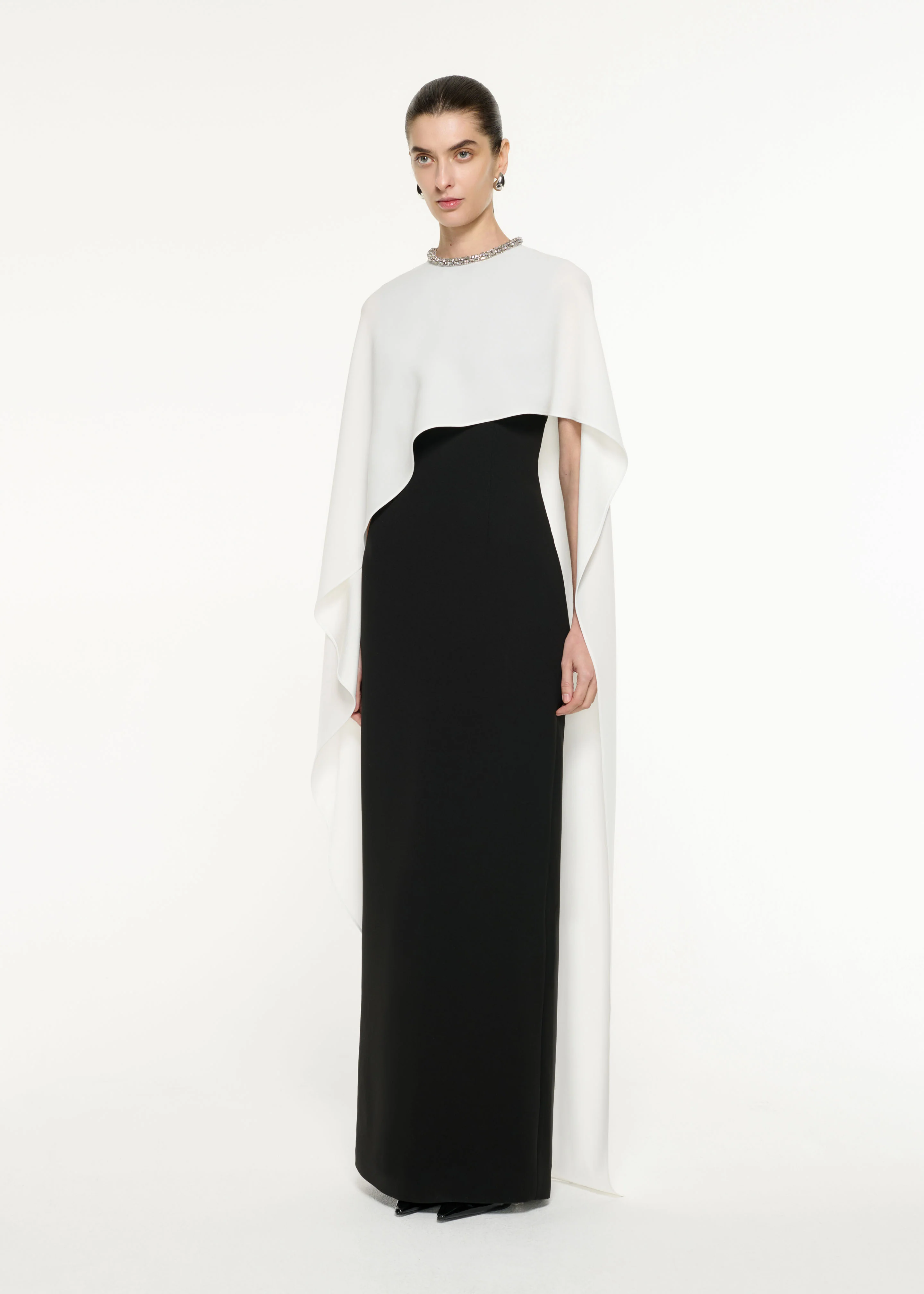 Satin Crepe Cape Gown - Image 2