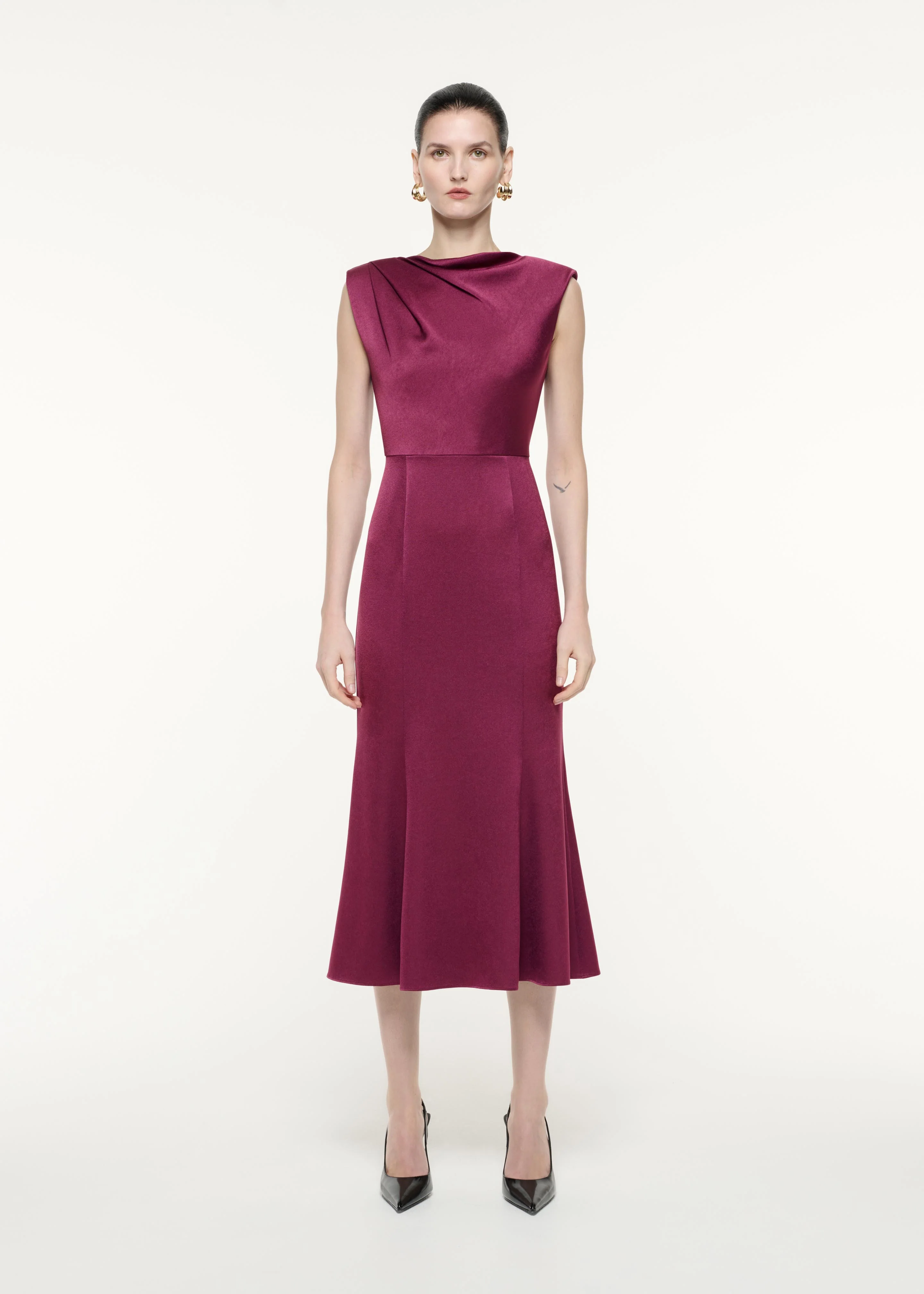 Satin Crepe Midi Dress
