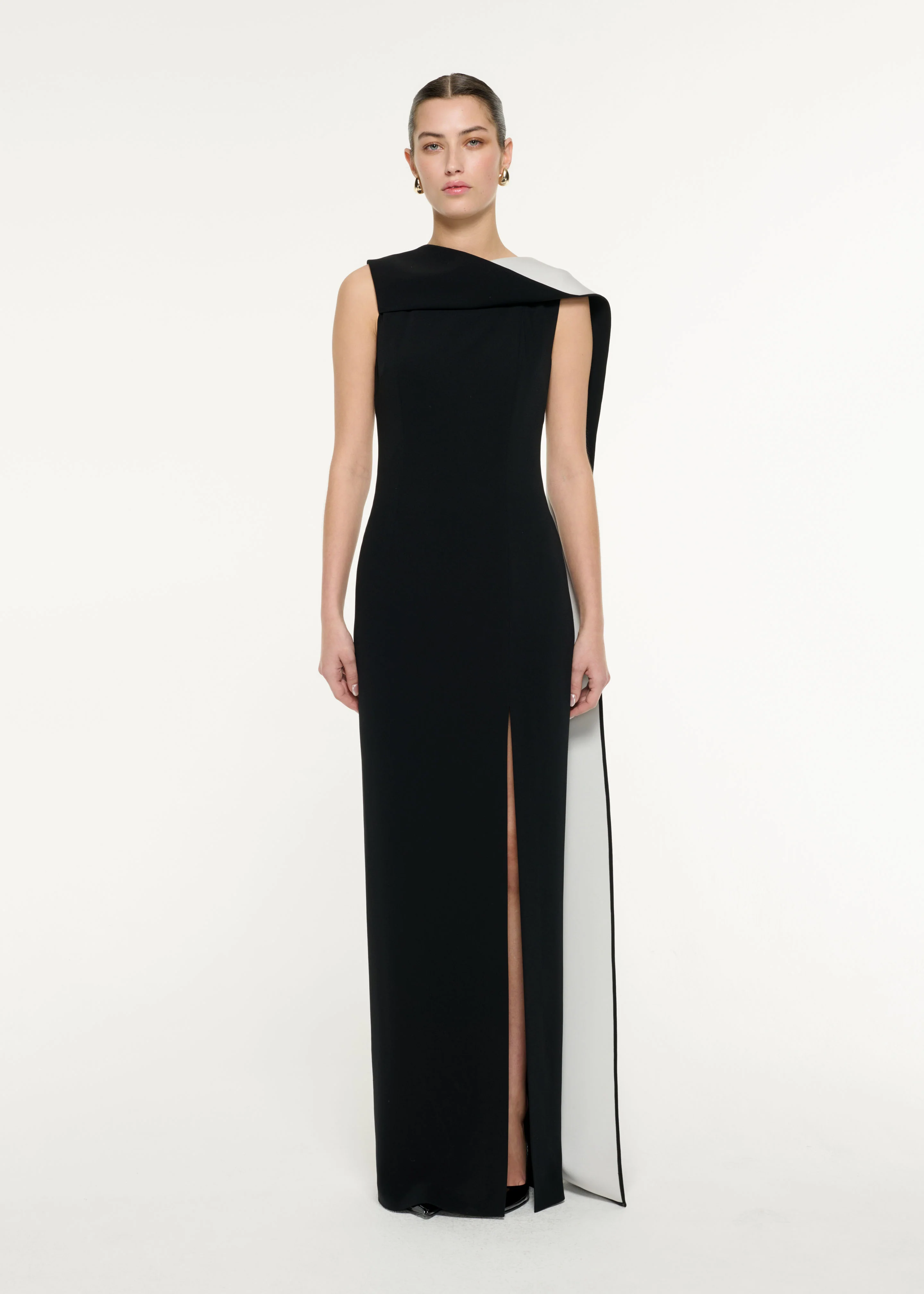 Satin Crepe Sash Gown