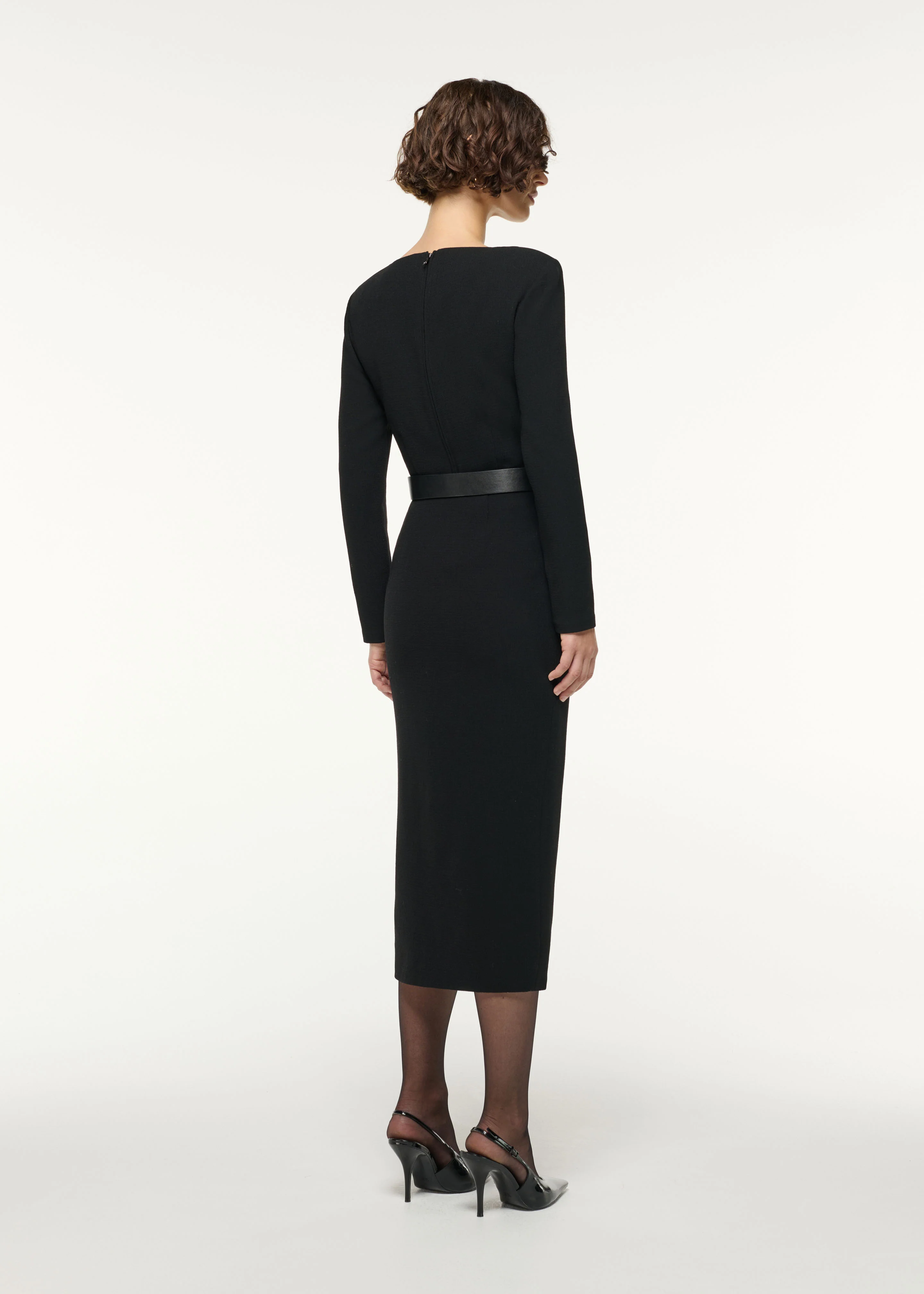 Scallop Lace Split Insert Wool Skirt - Image 3