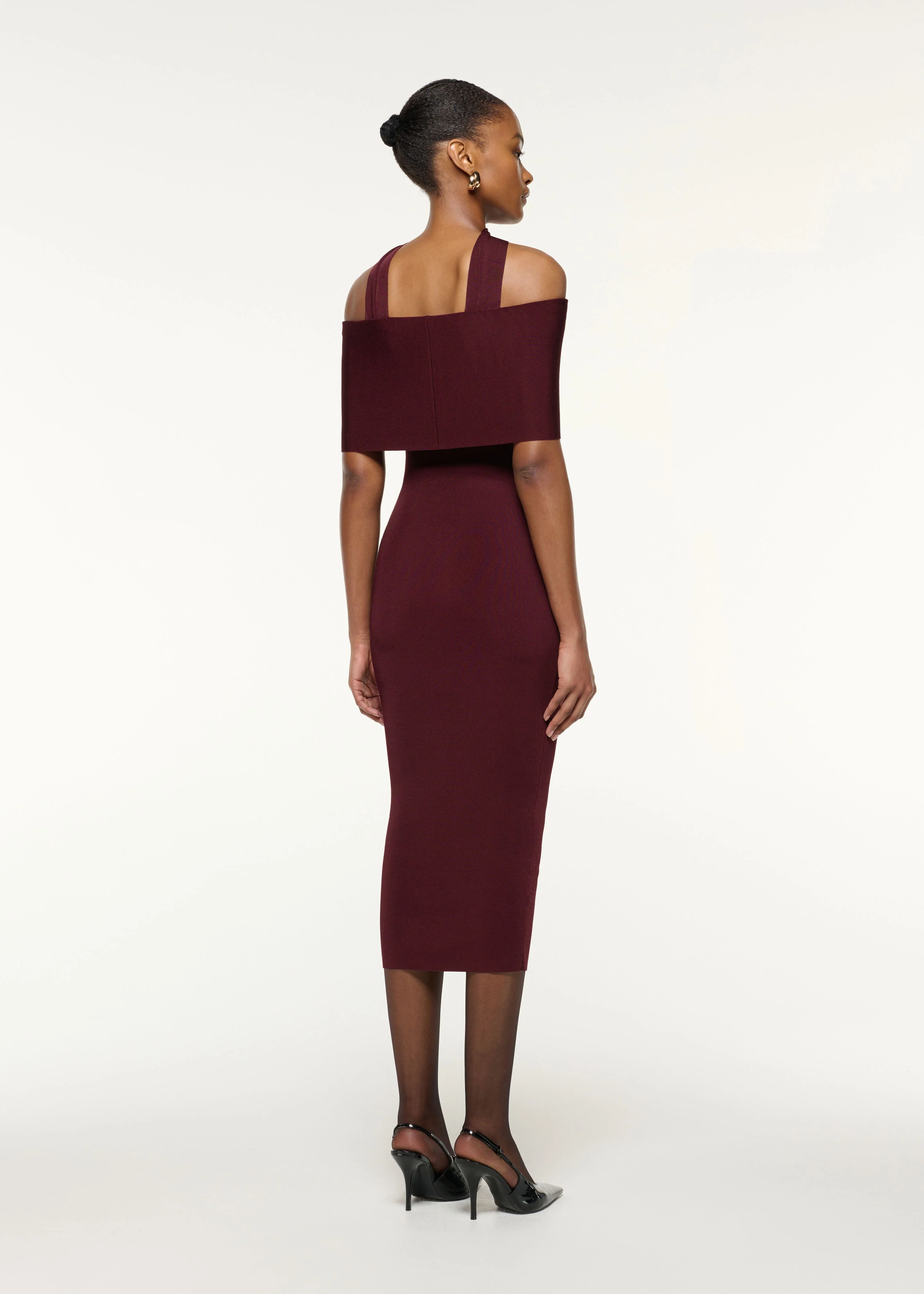 Scarf Detail Off The Shoulder Knit Dress - Image 3