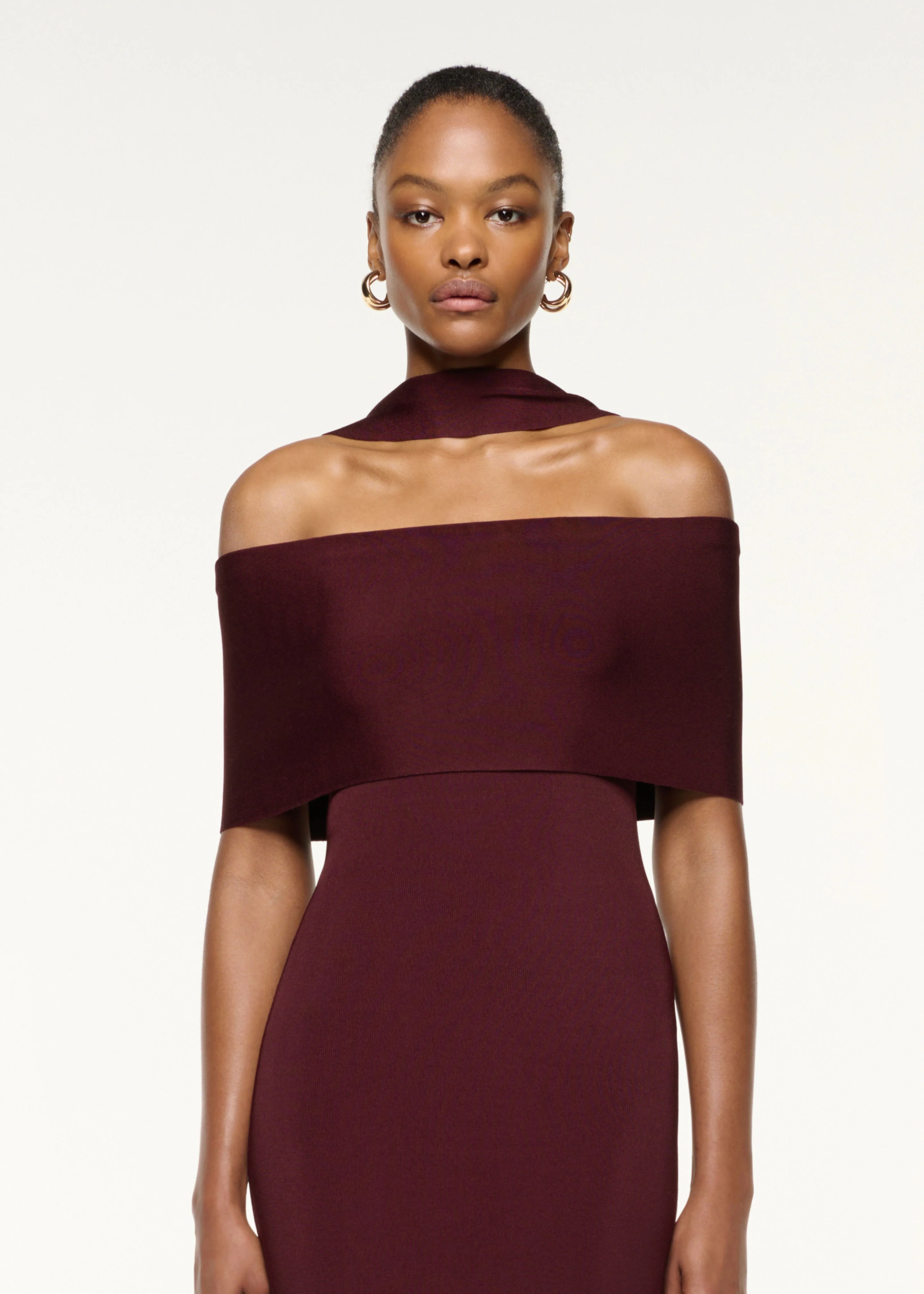 Scarf Detail Off The Shoulder Knit Dress - Image 4