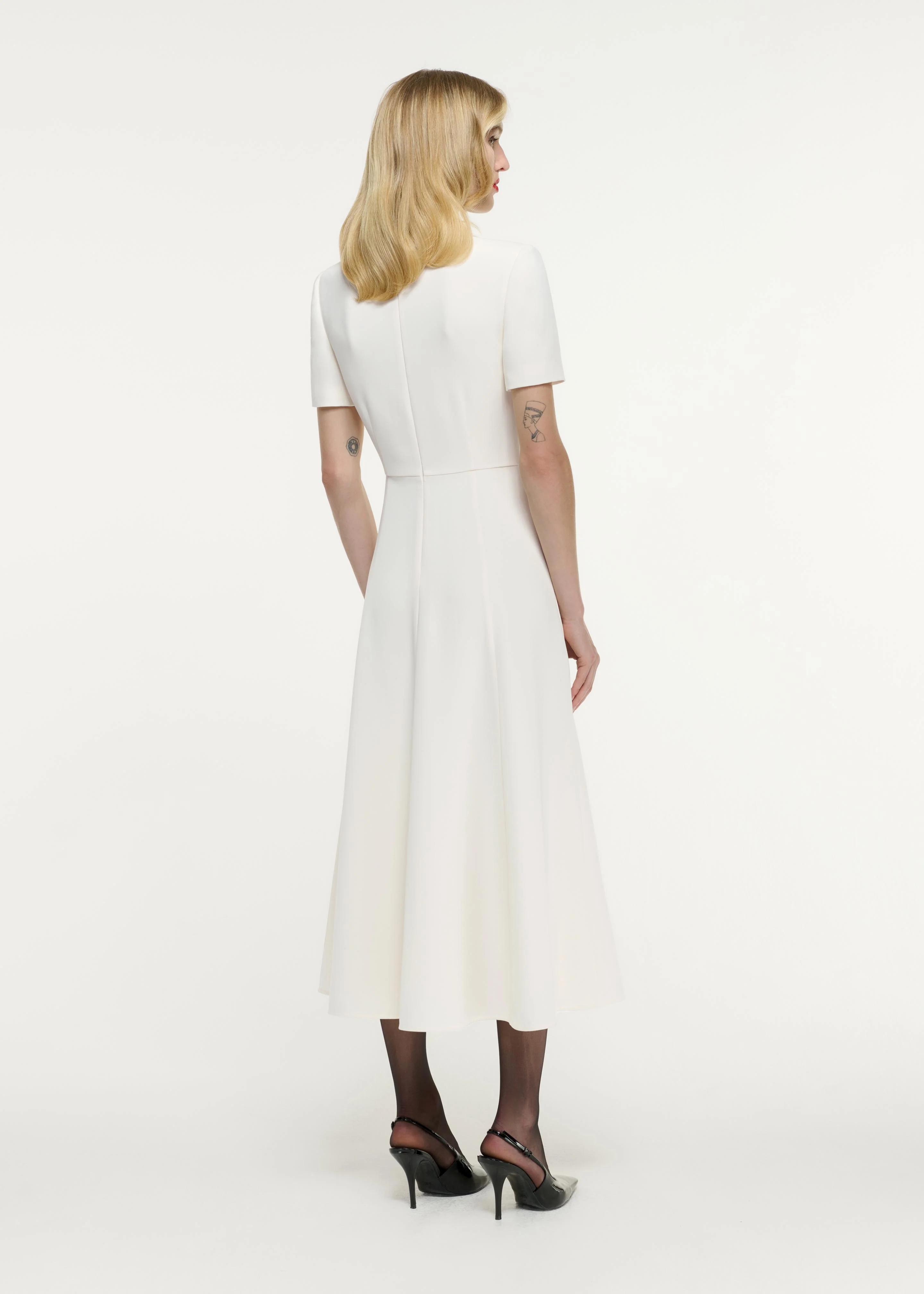Short Sleeve Collar Heavy Cady Midi Dress - Image 3