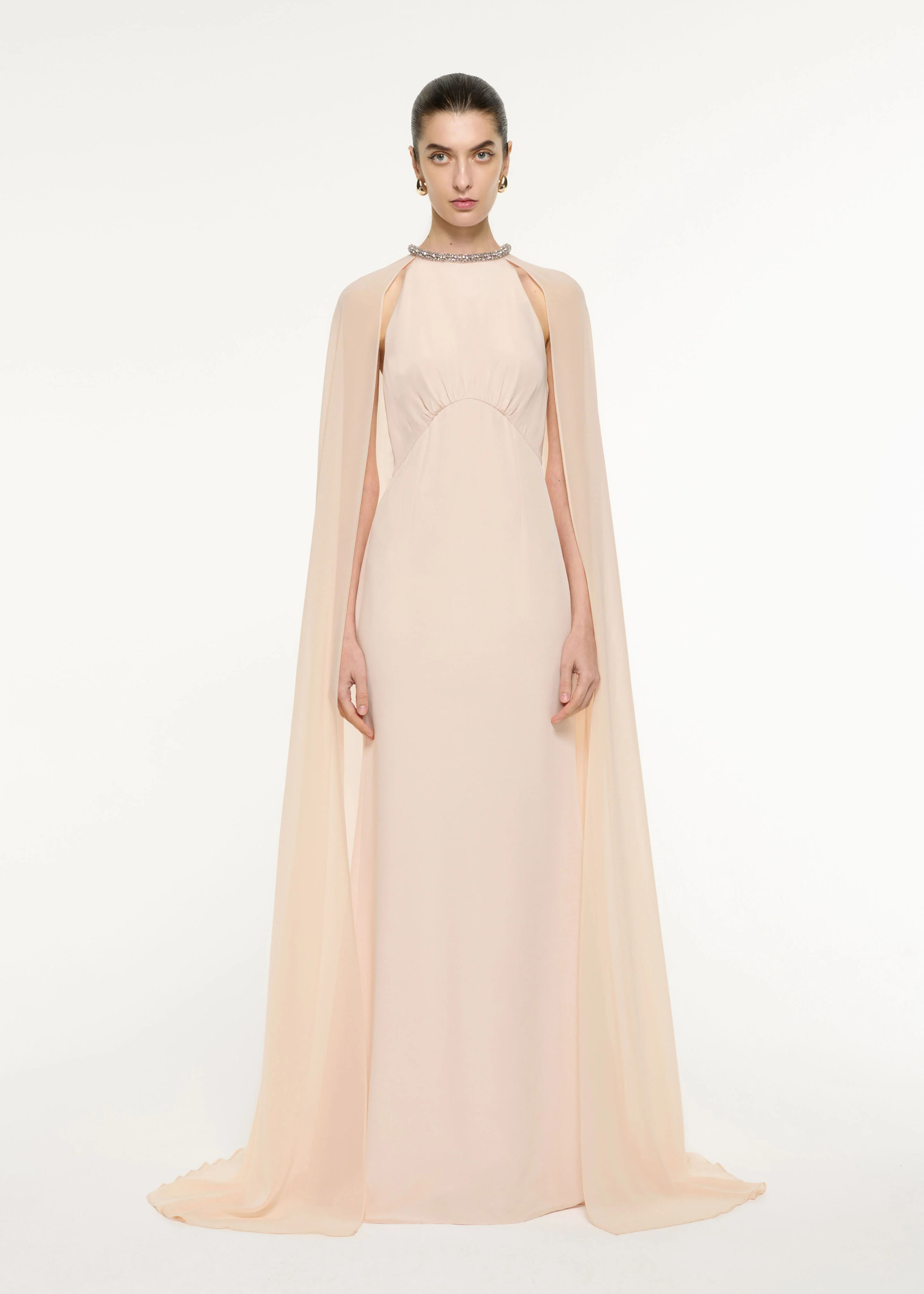 Silk Chiffon Cape Dress