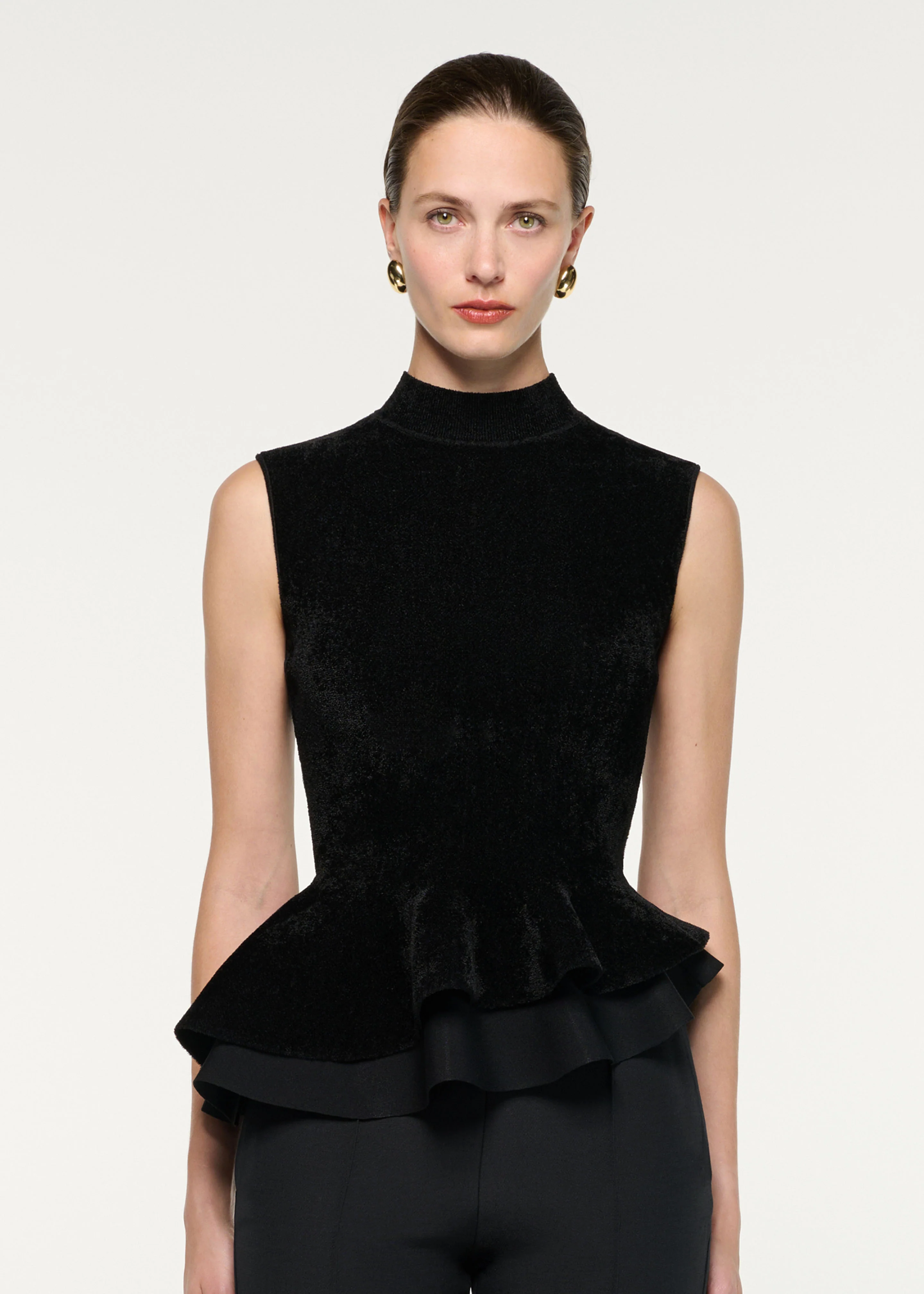 Sleeveless Chenille Knit Peplum Top - Image 4