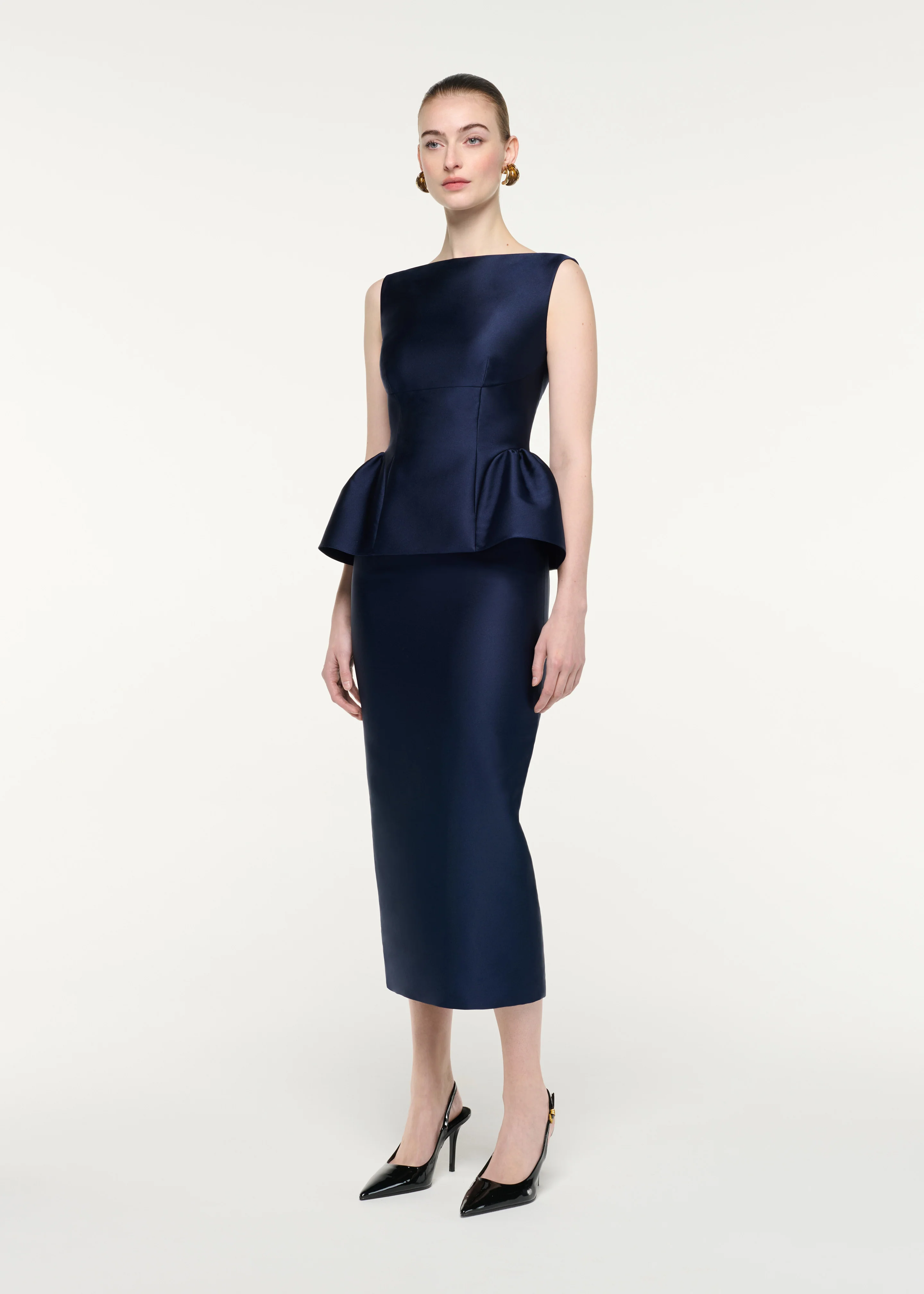 Sleeveless Peplum Column Midi Dress - Image 2