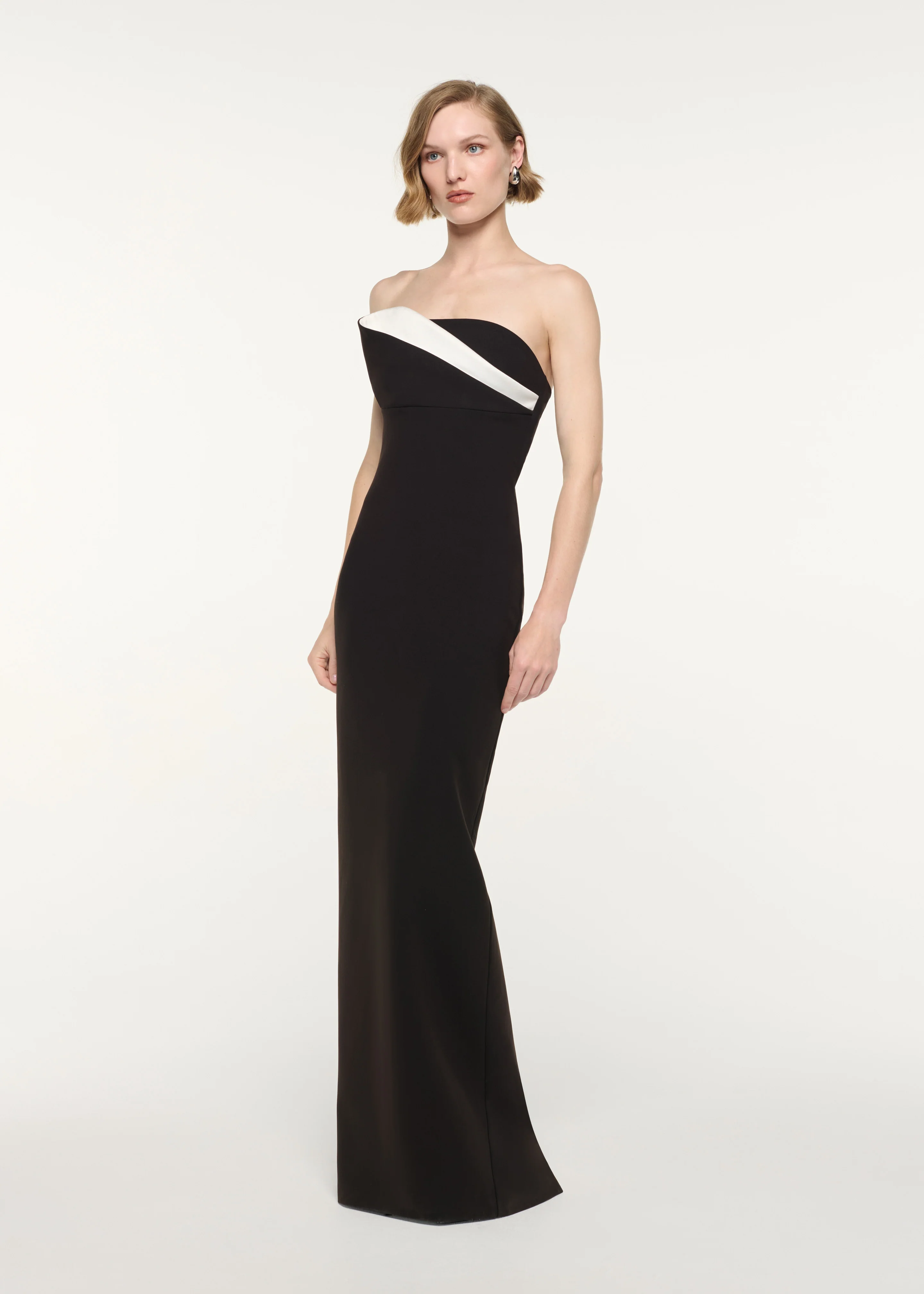 Strapless Monochrome Drape Gown - Image 2