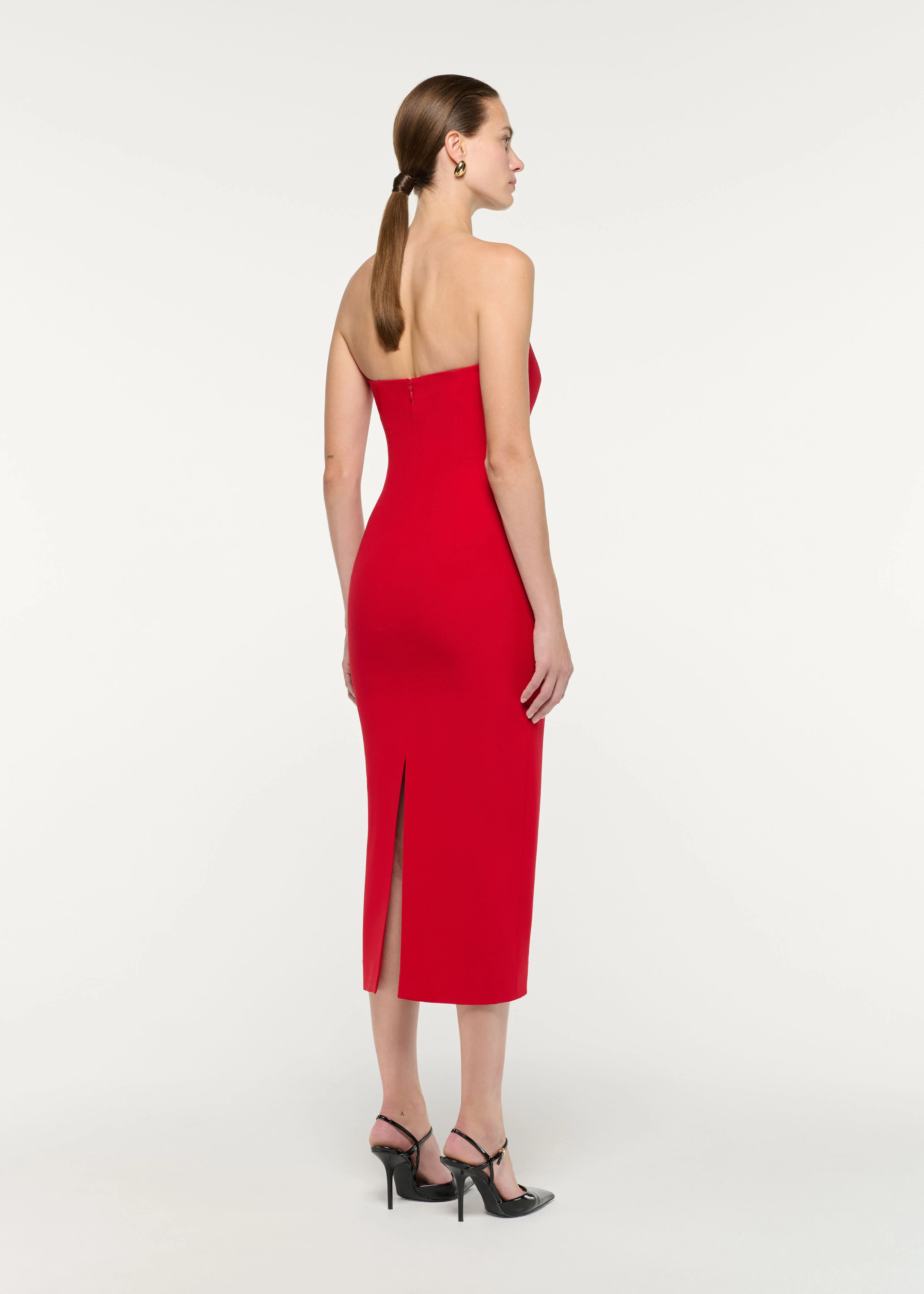 Strapless Wool Silk Midi Dress - Image 3