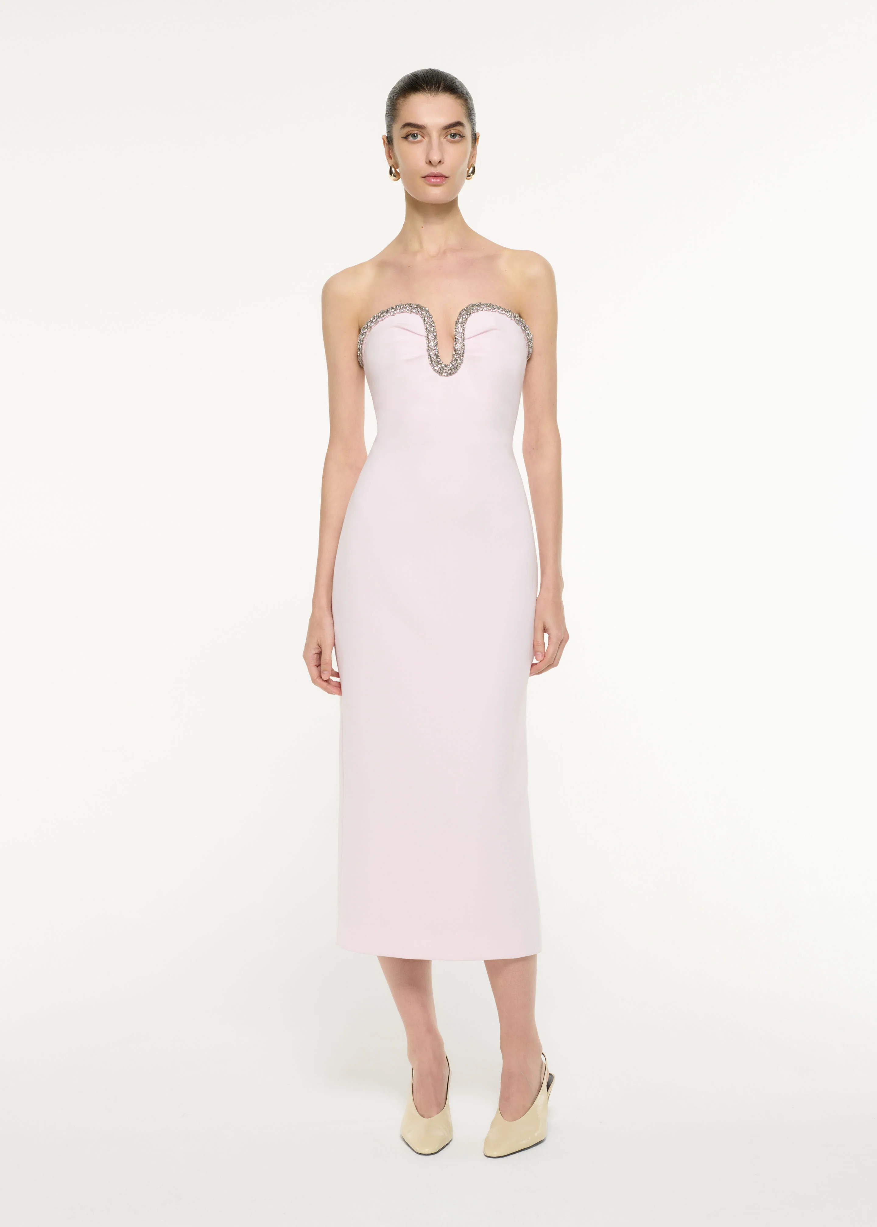 Sweetheart Embellished Midi Dress