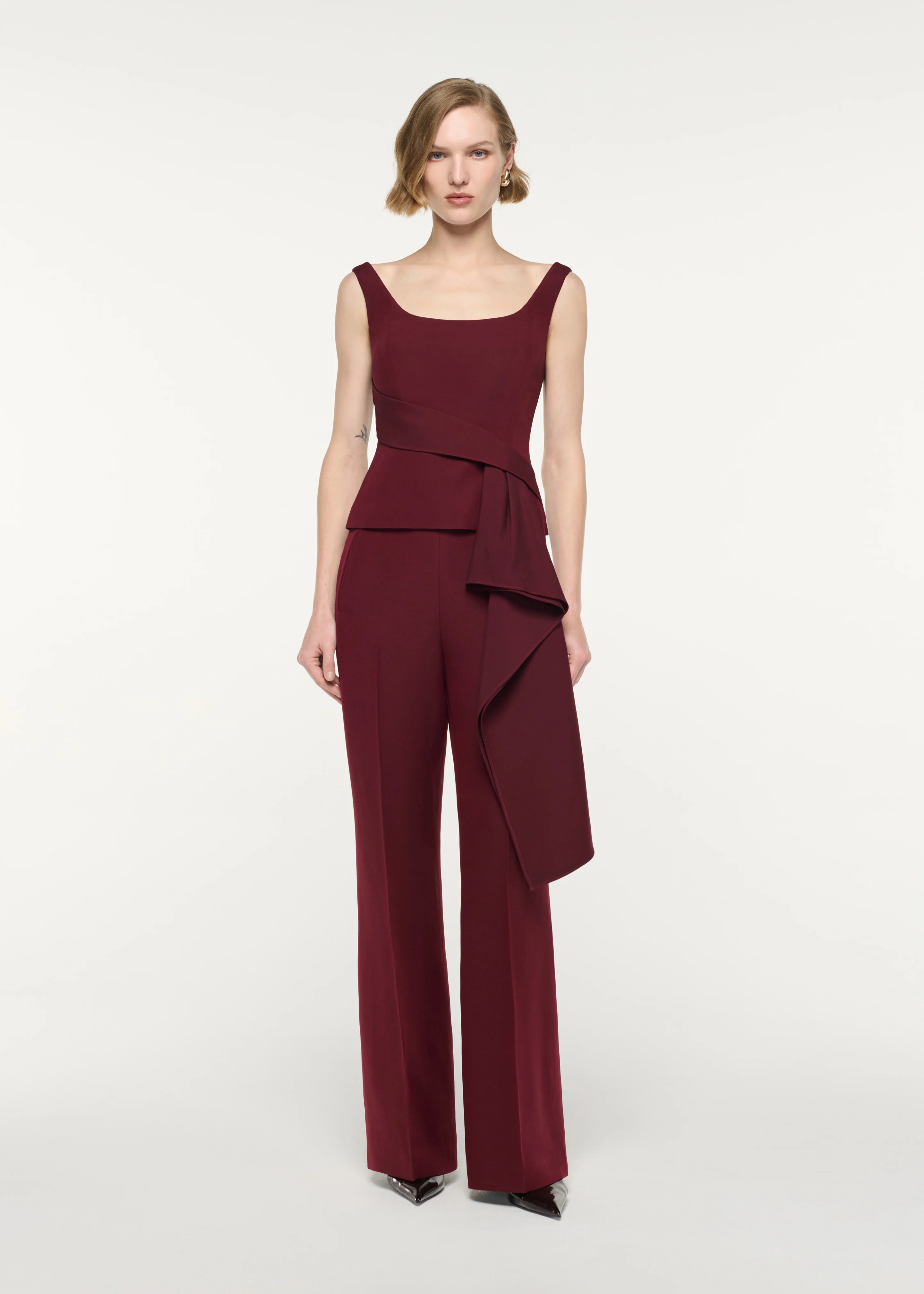 Wide Strap Fitted Drape Top